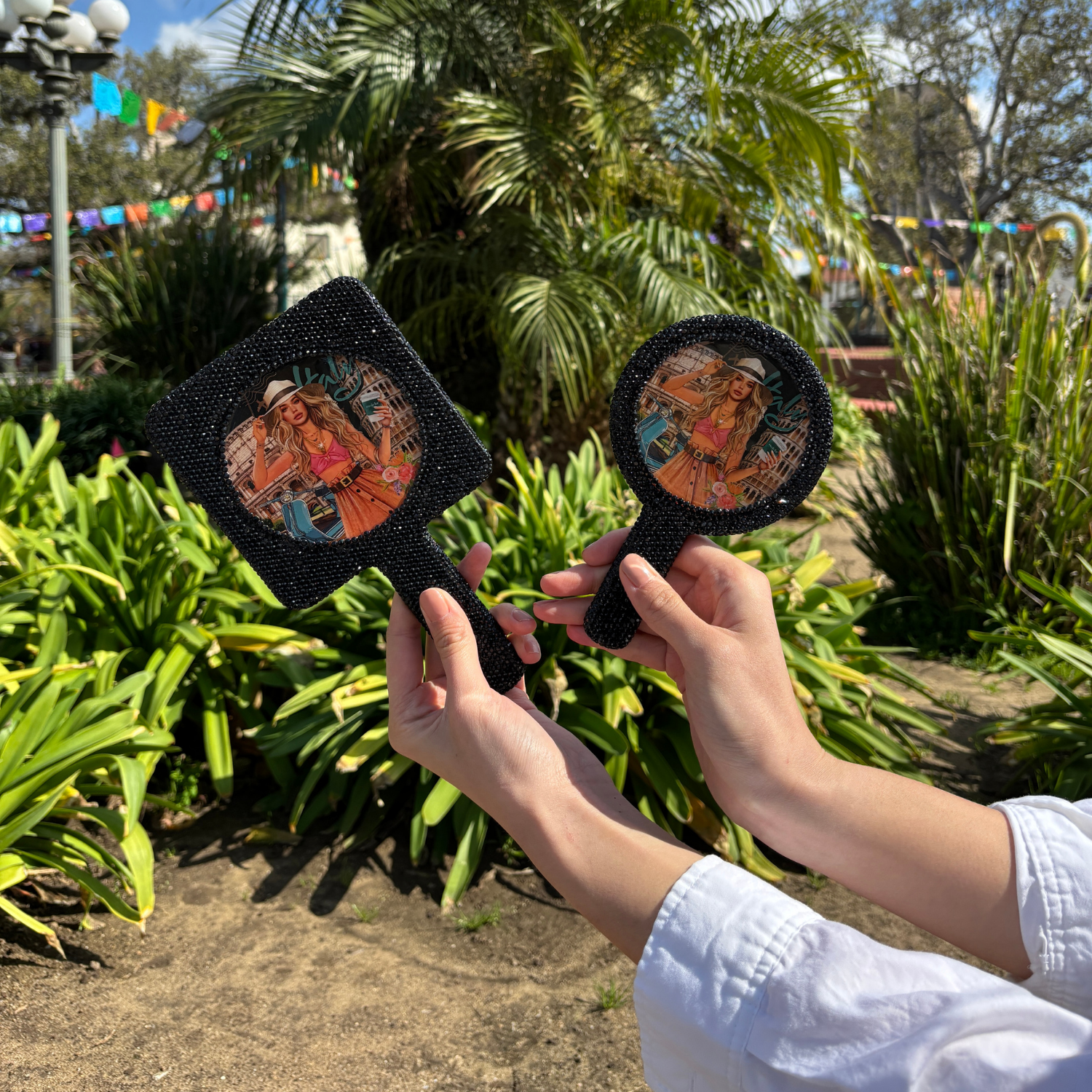 ESPEJO DE MANO RECTANGULAR (MARTHA TRAVELS ITALY)