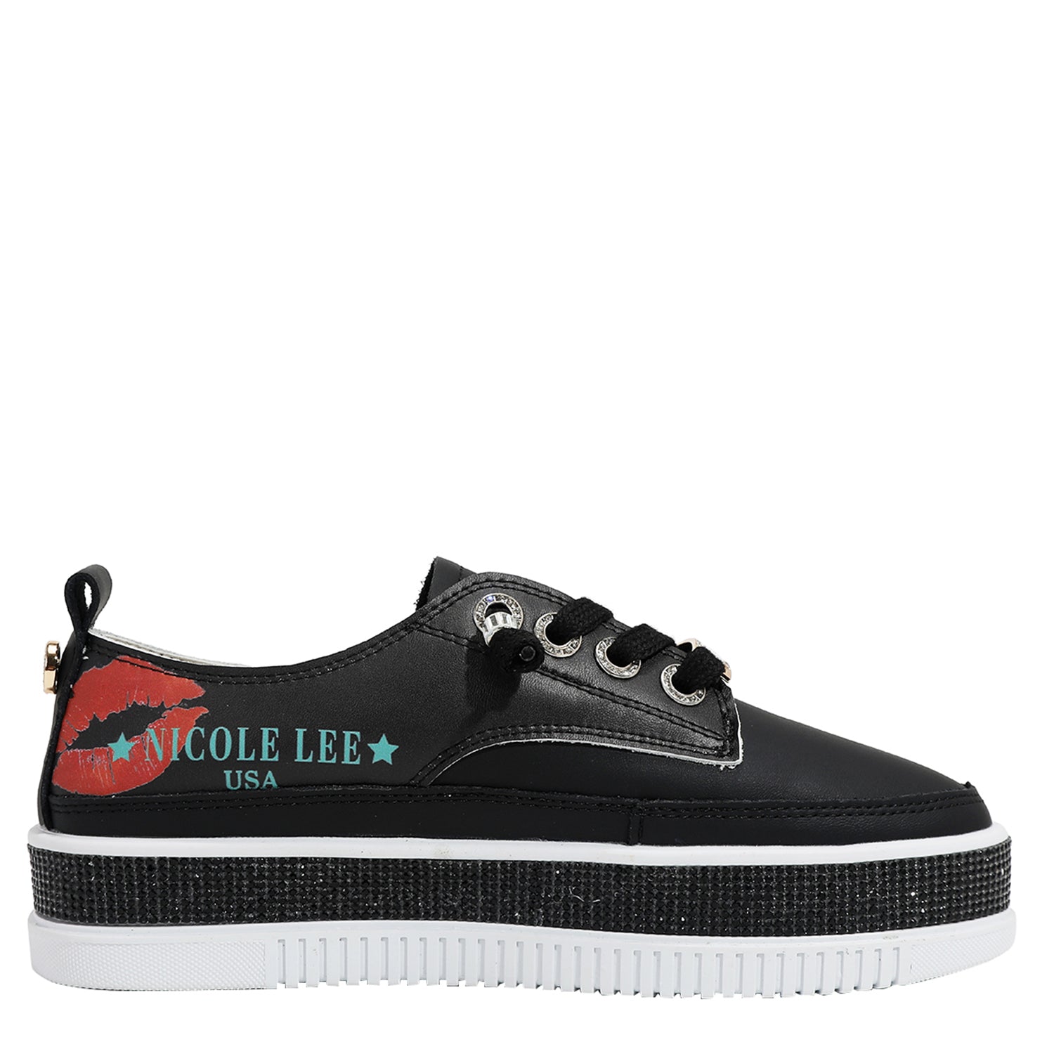 LEATHER SNEAKER WITH PLATFORM AND RHINESTONE (<tc>SAMANTHA LA BELLEZA</tc>)