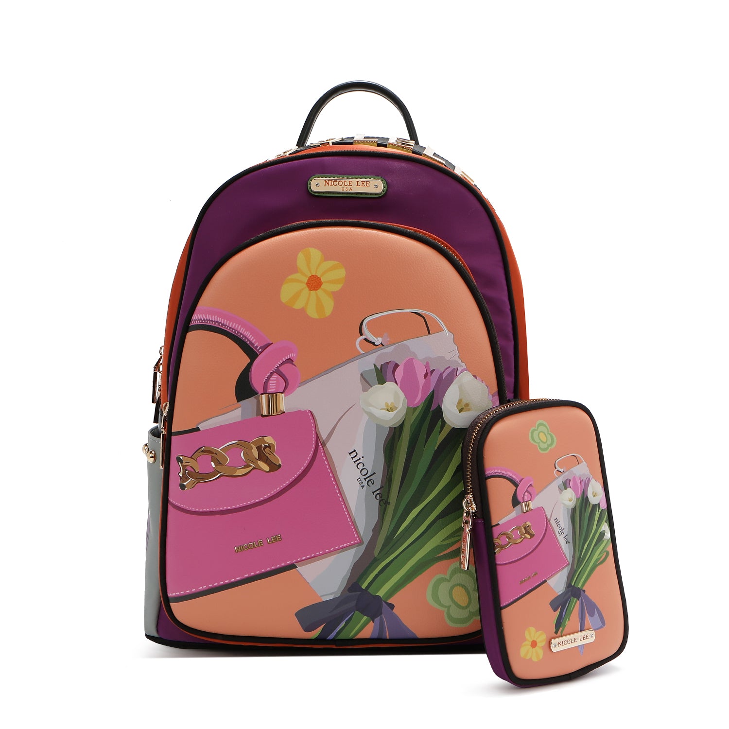 LAPTOP BACKPACK WITH USB CHARGING PORT (<tc>VIOLET BLOSSOM</tc>)