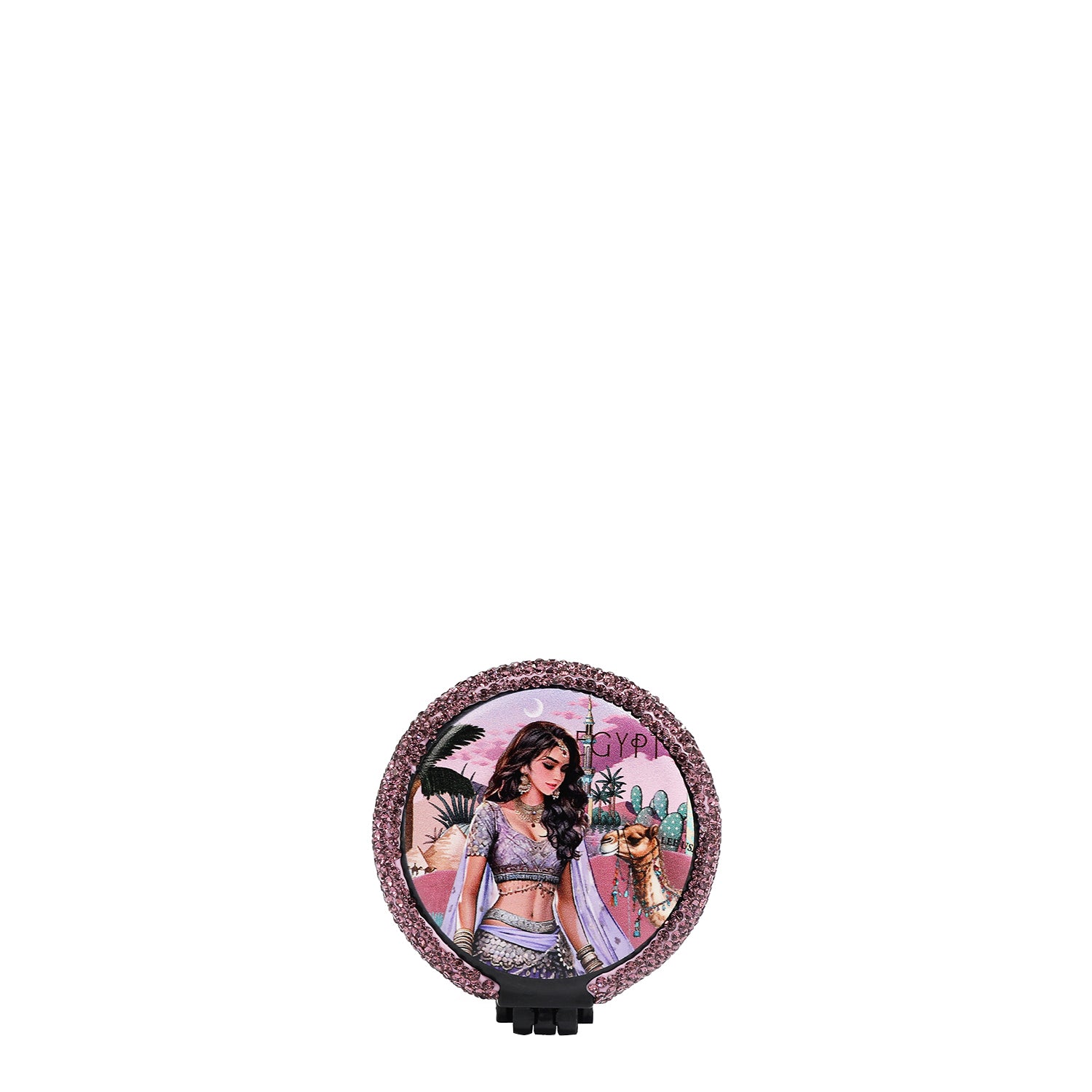 ESPEJO COMPACTO CON CEPILLO Y PEDRERÍA (QUEEN CLEOPATRA)