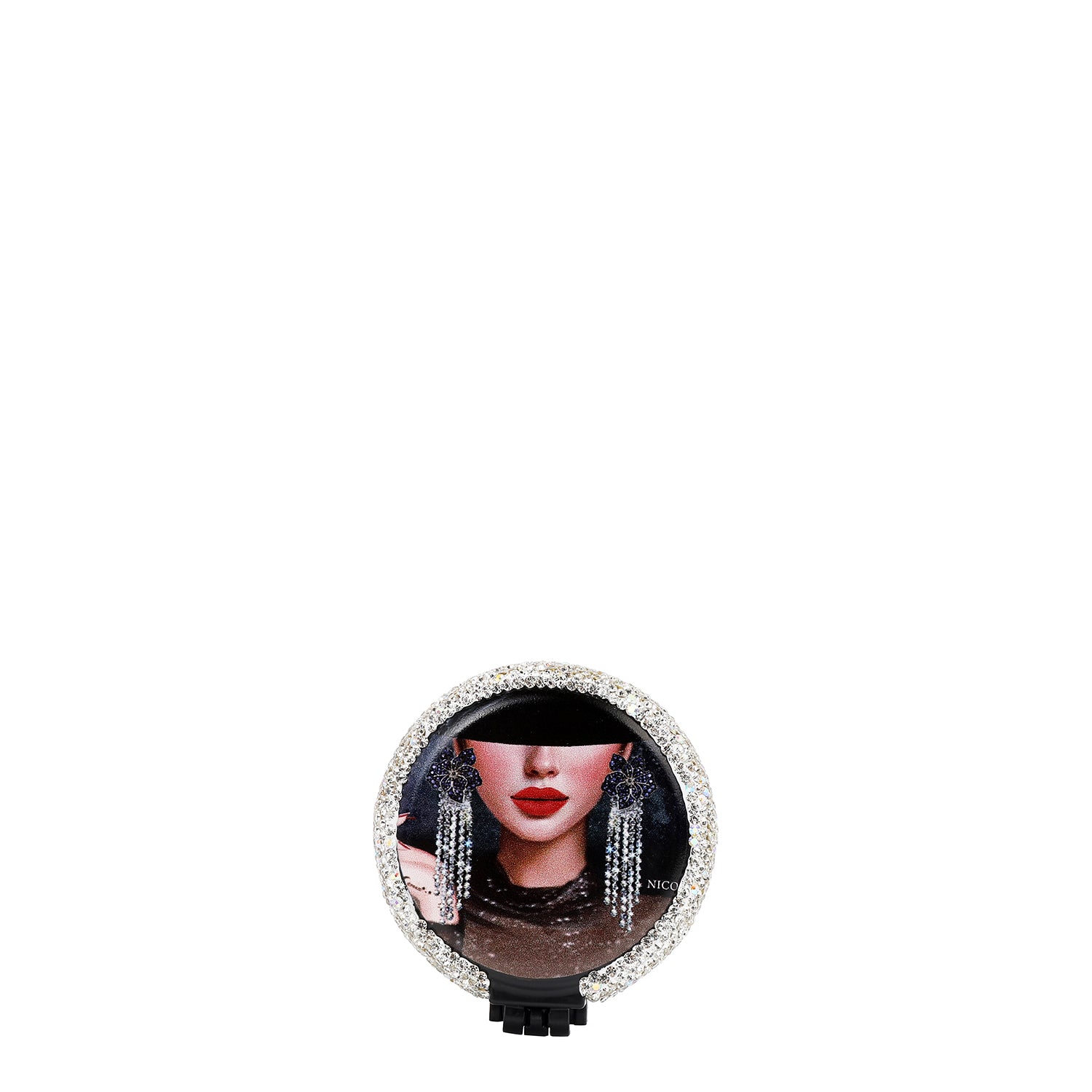 COMPACT MIRROR WITH BRUSH AND RHINESTONE (<tc>SAMANTHA LA BELLEZA</tc>)