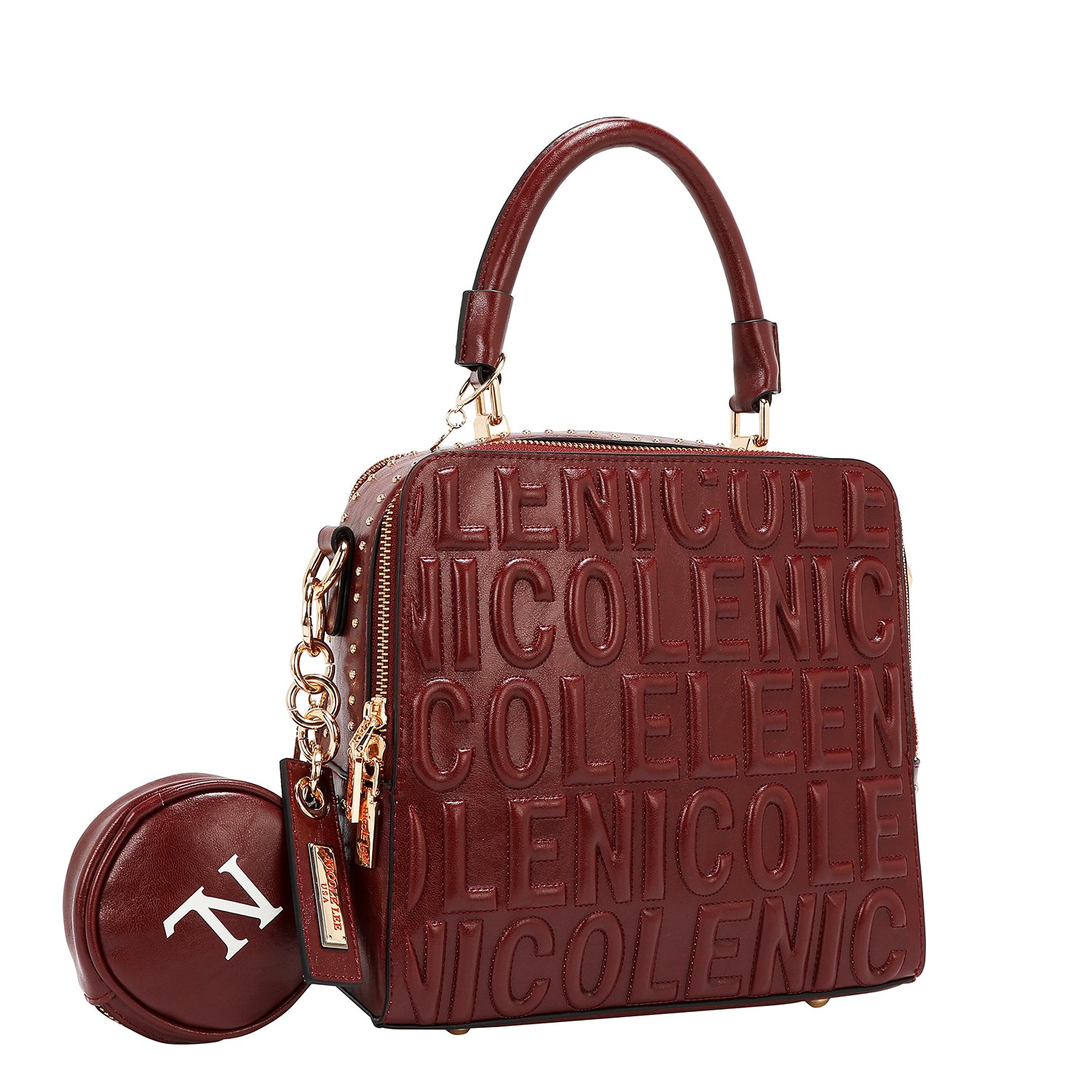 SAC À MAIN CARRÉ AVEC LOGO EMBOSSÉ (VIN)
