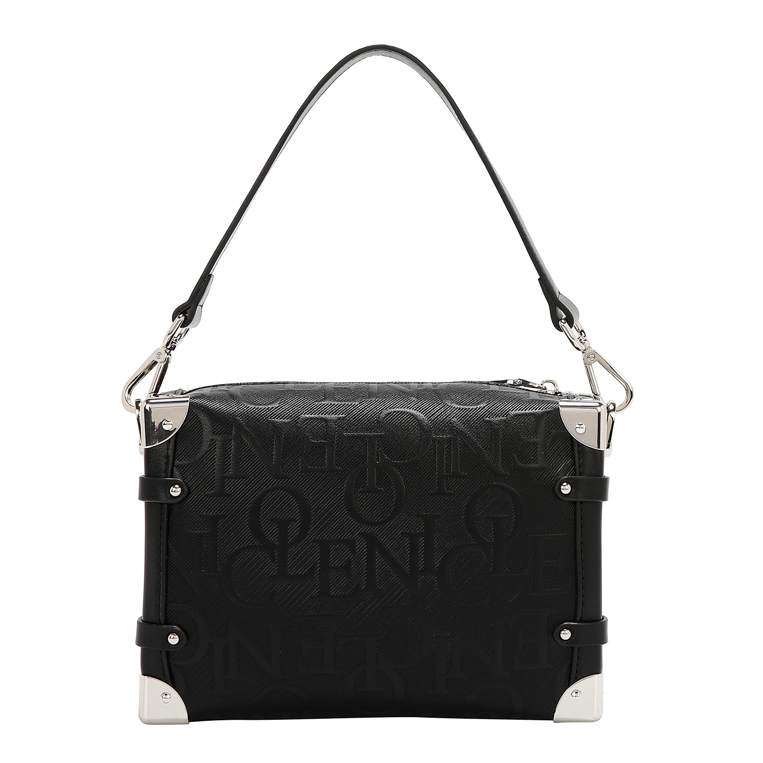 BOLSO DE HOMBRO CUADRADO ELEGANCIA EN RELIEVE (NEGRO)