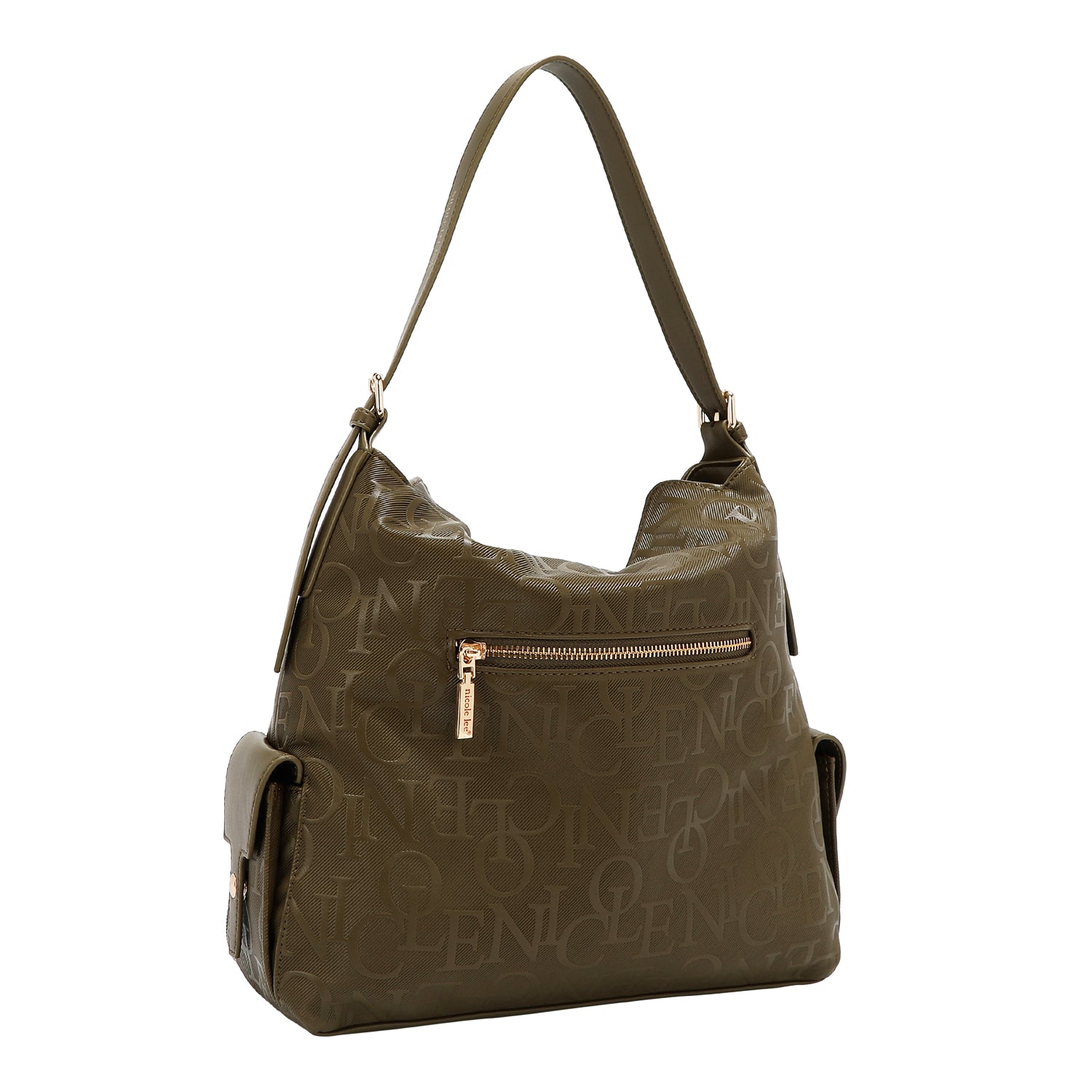 BOLSO DE HOMBRO GRANDE ELEGANCIA EN RELIEVE (OLIVA)