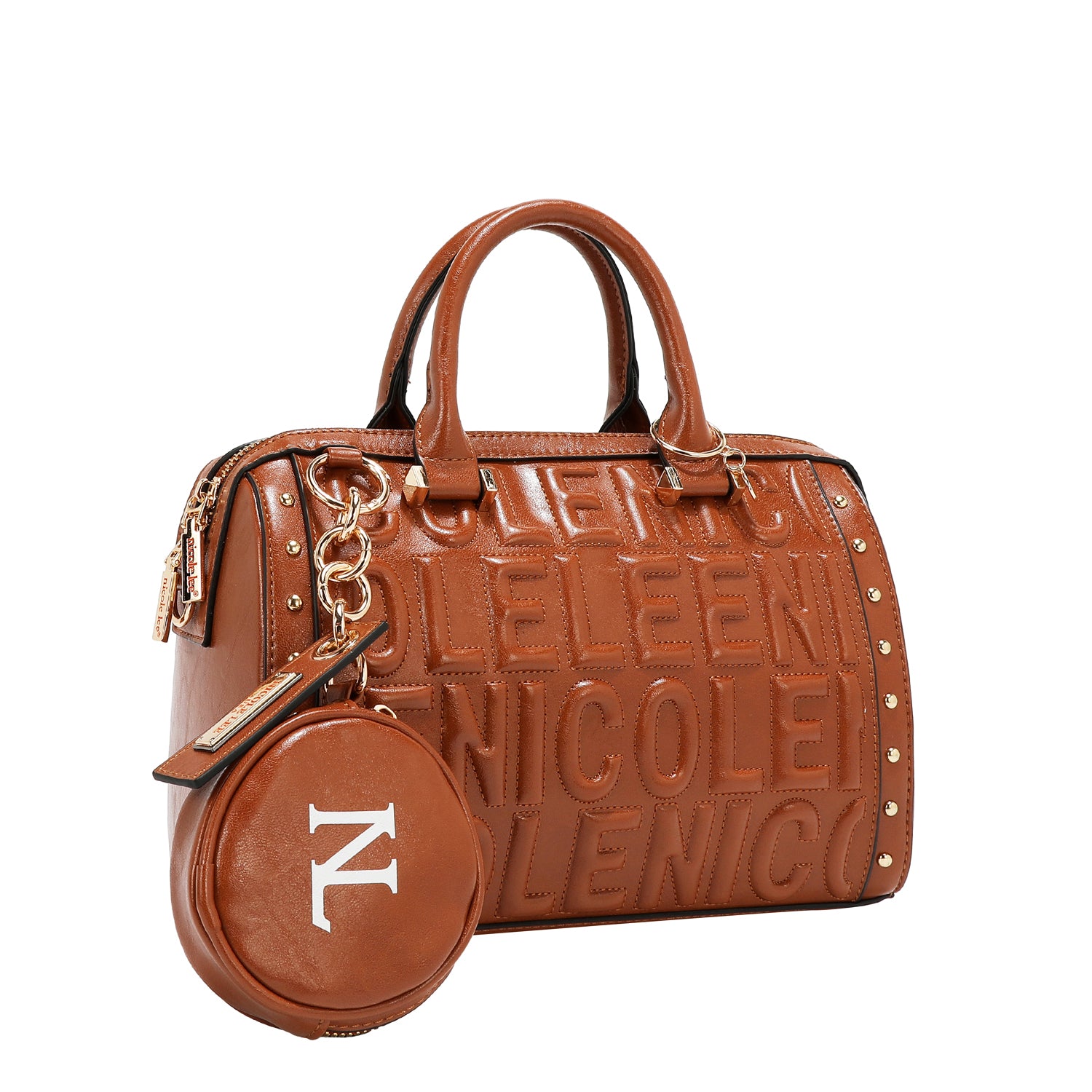 BOLSO BOSTON CON LOGOTIPO EN RELIEVE (MARRON)