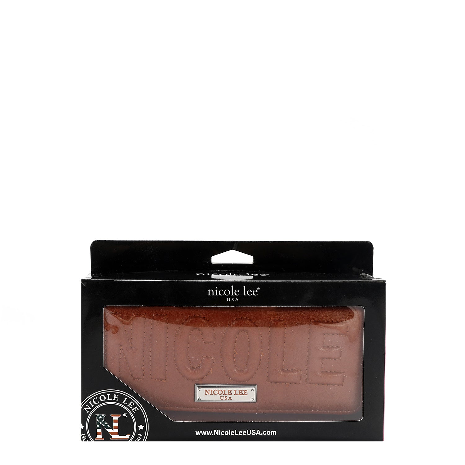 PORTEFEUILLE À TROIS VOLETS AVEC LOGO EMBOSSÉ (MARRON)