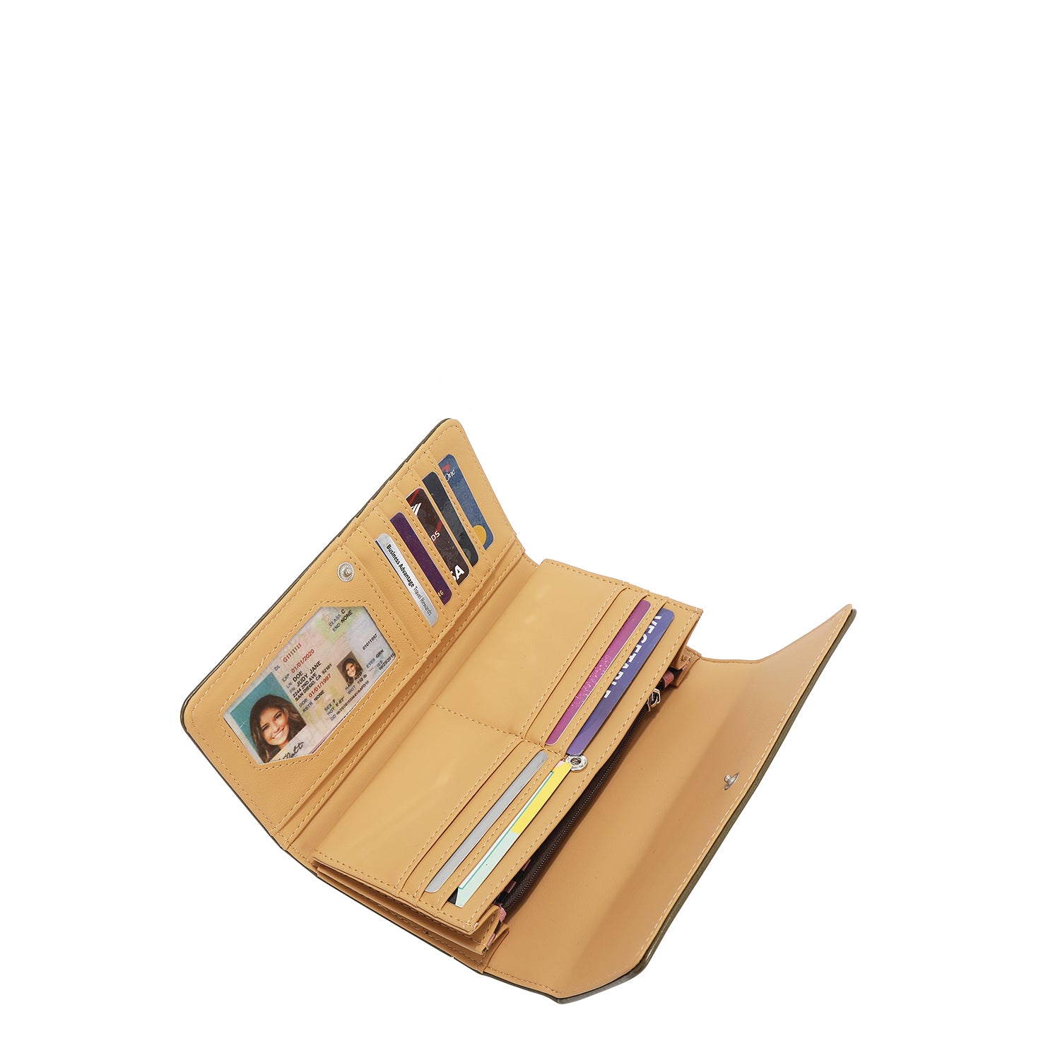 PORTEFEUILLE À TROIS VOLETS AVEC LOGO EMBOSSÉ (MARRON)