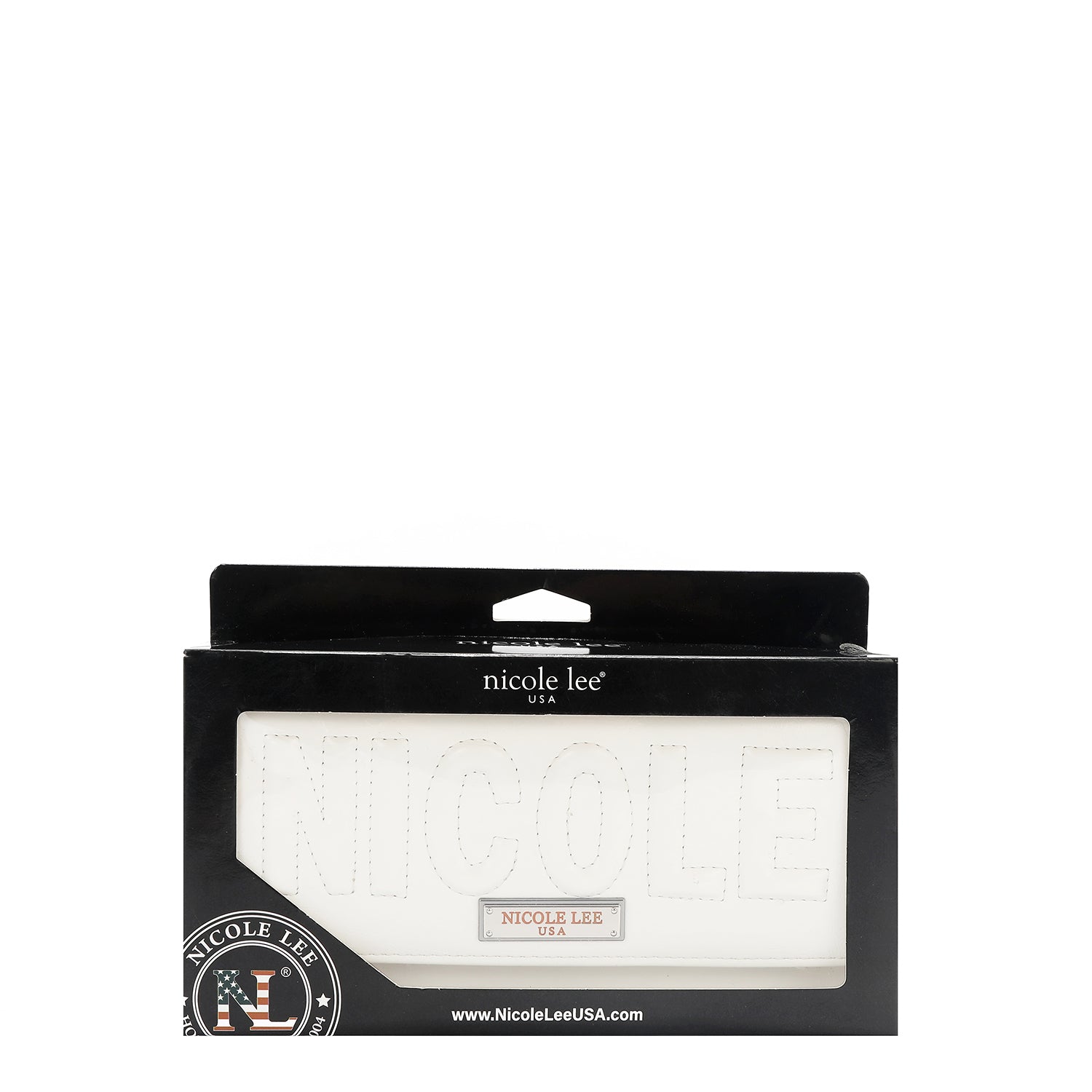 PORTEFEUILLE À TROIS PLIAGES AVEC LOGO EMBOSSÉ (BLANC)