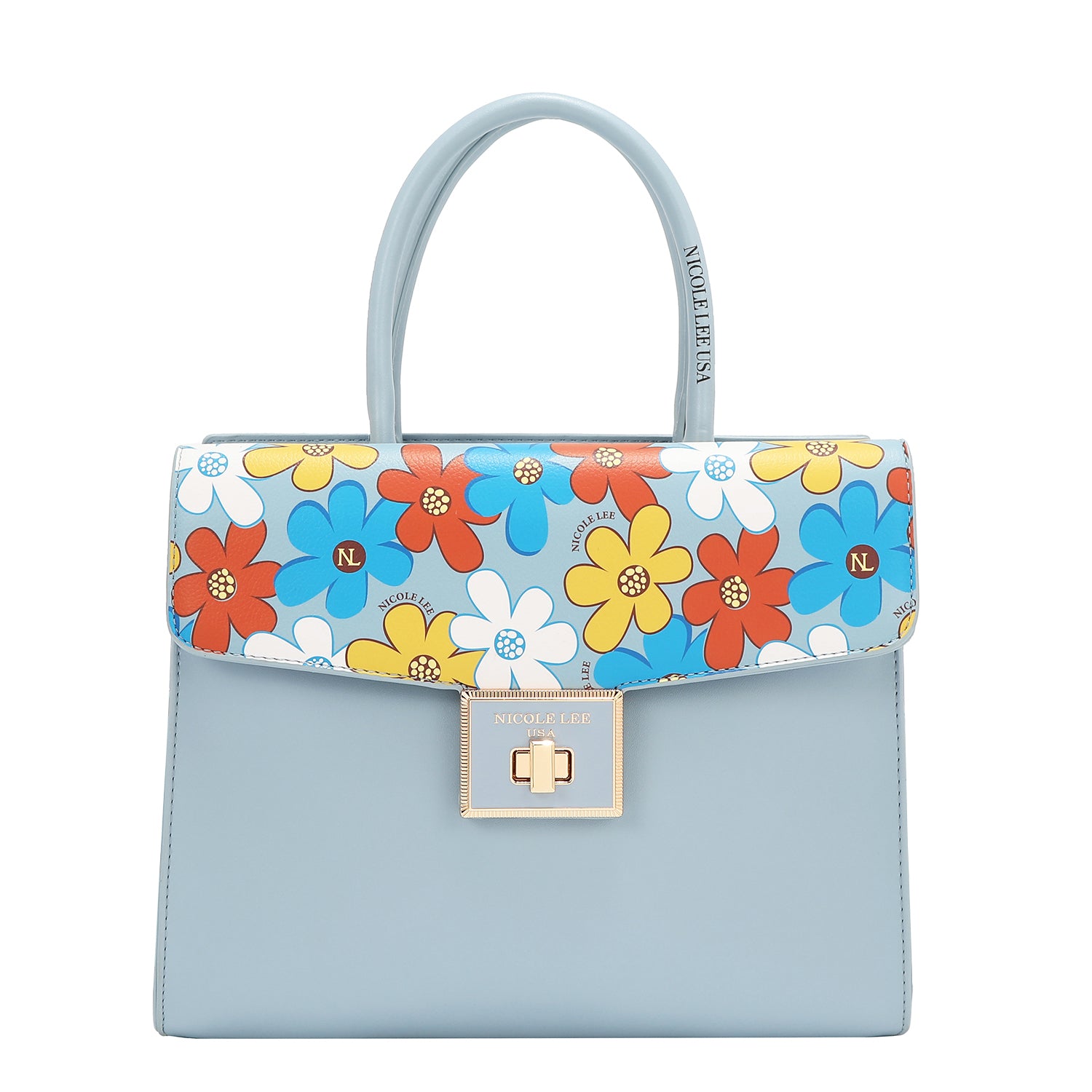 BOLSO SATCHEL POP FLORAL (AZUL)