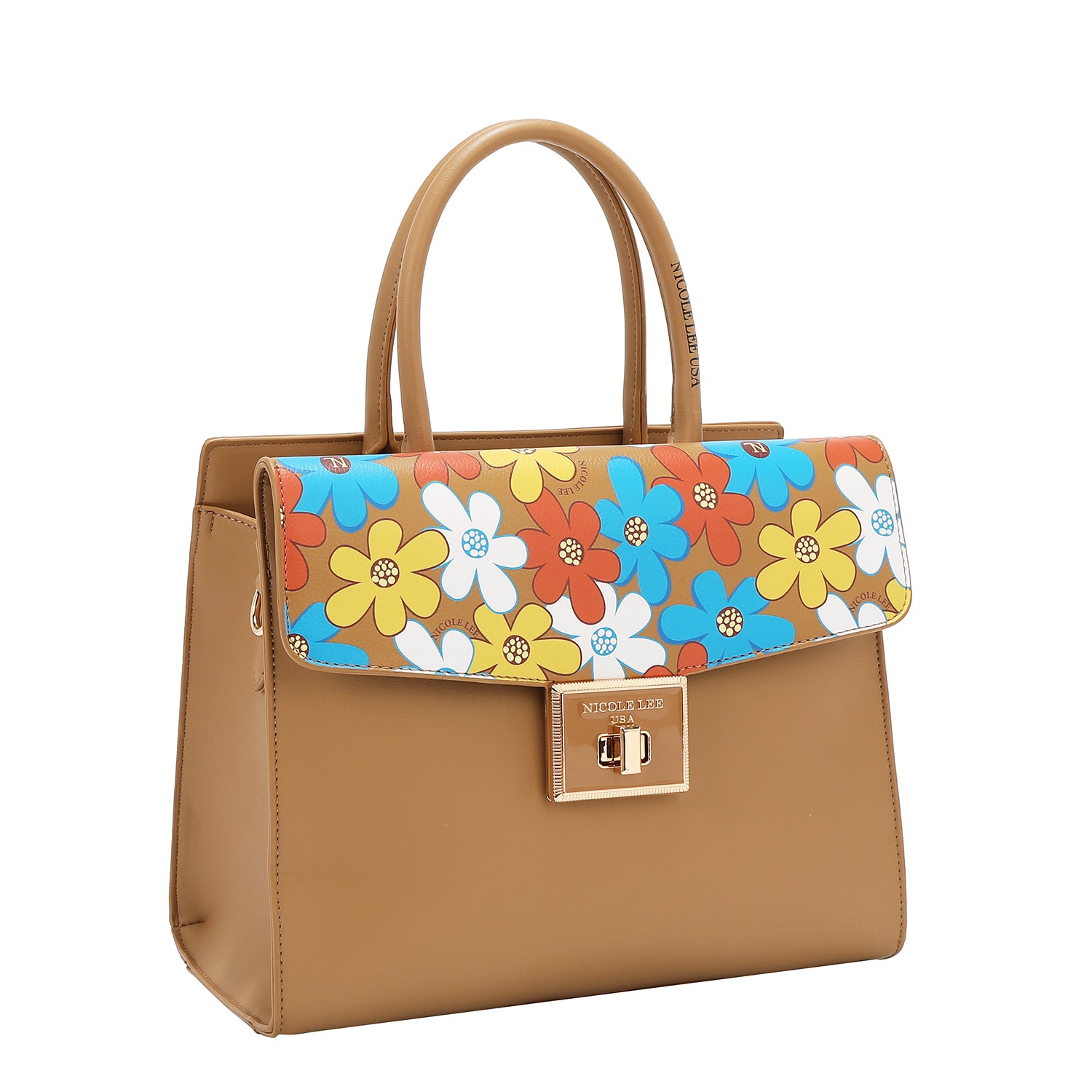 BOLSO SATCHEL POP FLORAL (TAUPE)