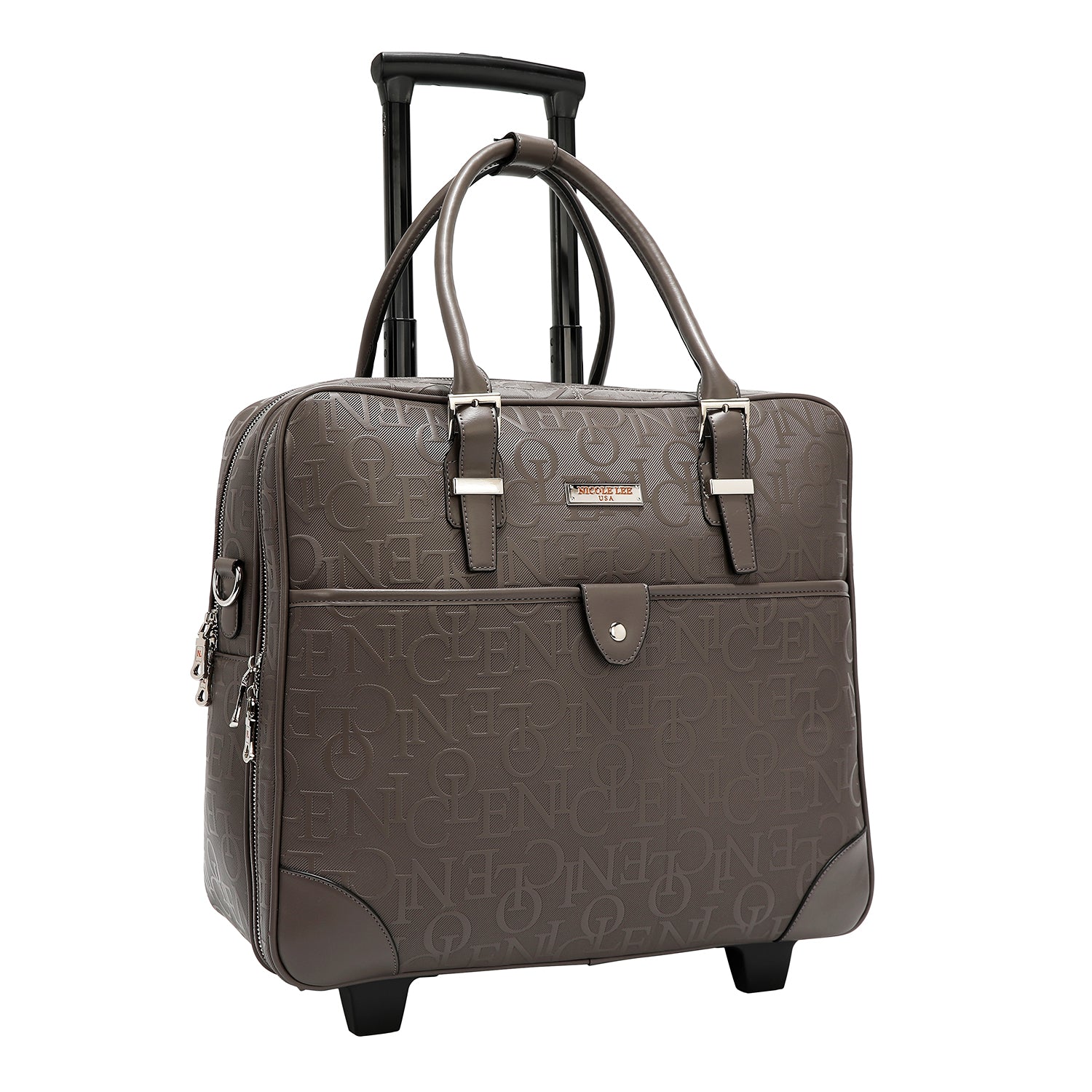 BOLSO RECTANGULAR CON RUEDAS MONOGRAMA (GRIS OSCURO)