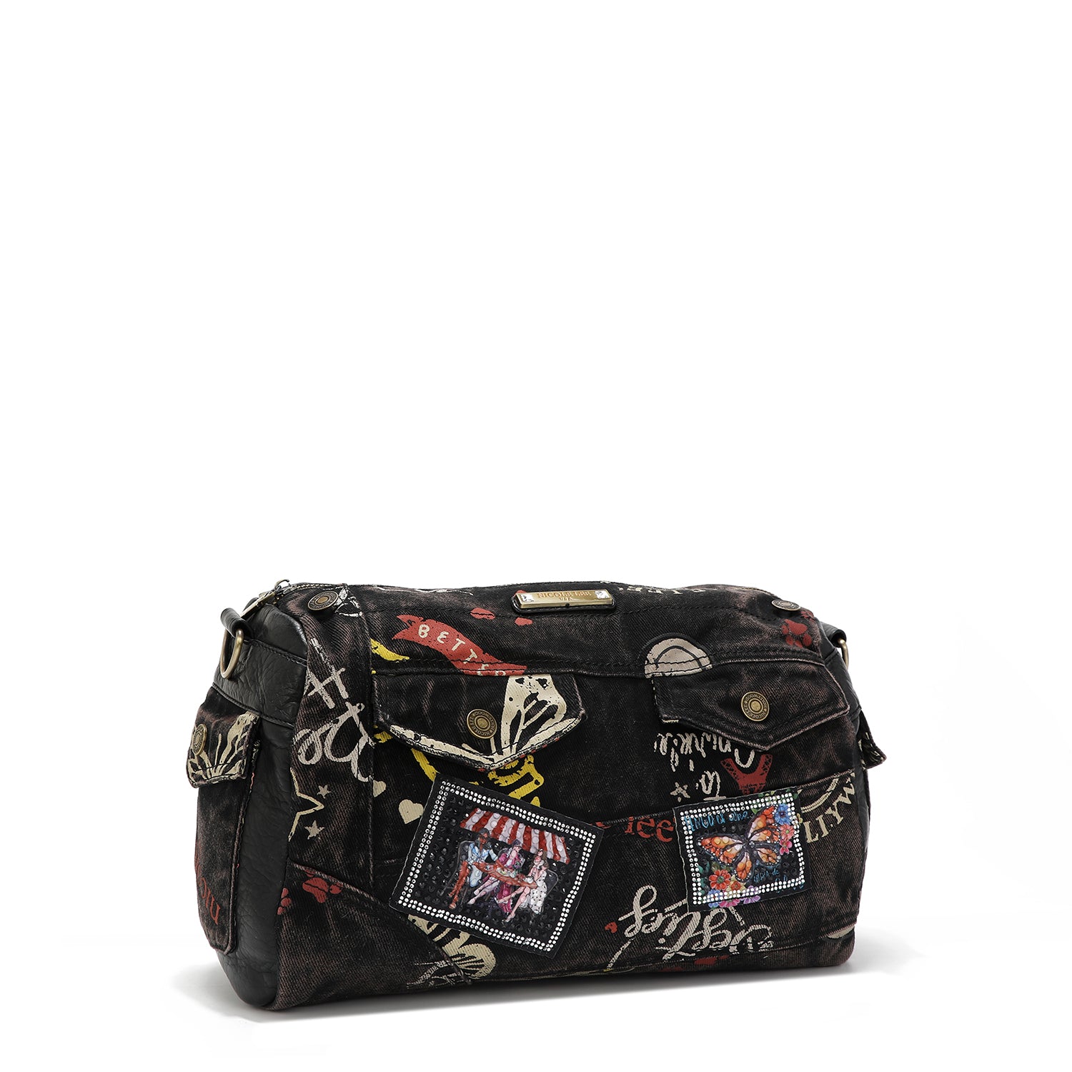 SAC BANDOULIÈRE MESSAGER EN TISSU DENIM MARRON