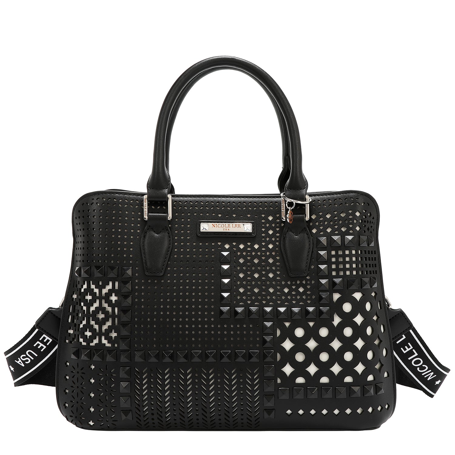 BOLSA DE CÚPULA CON RECORTE GEOMÉTRICO (NEGRO)