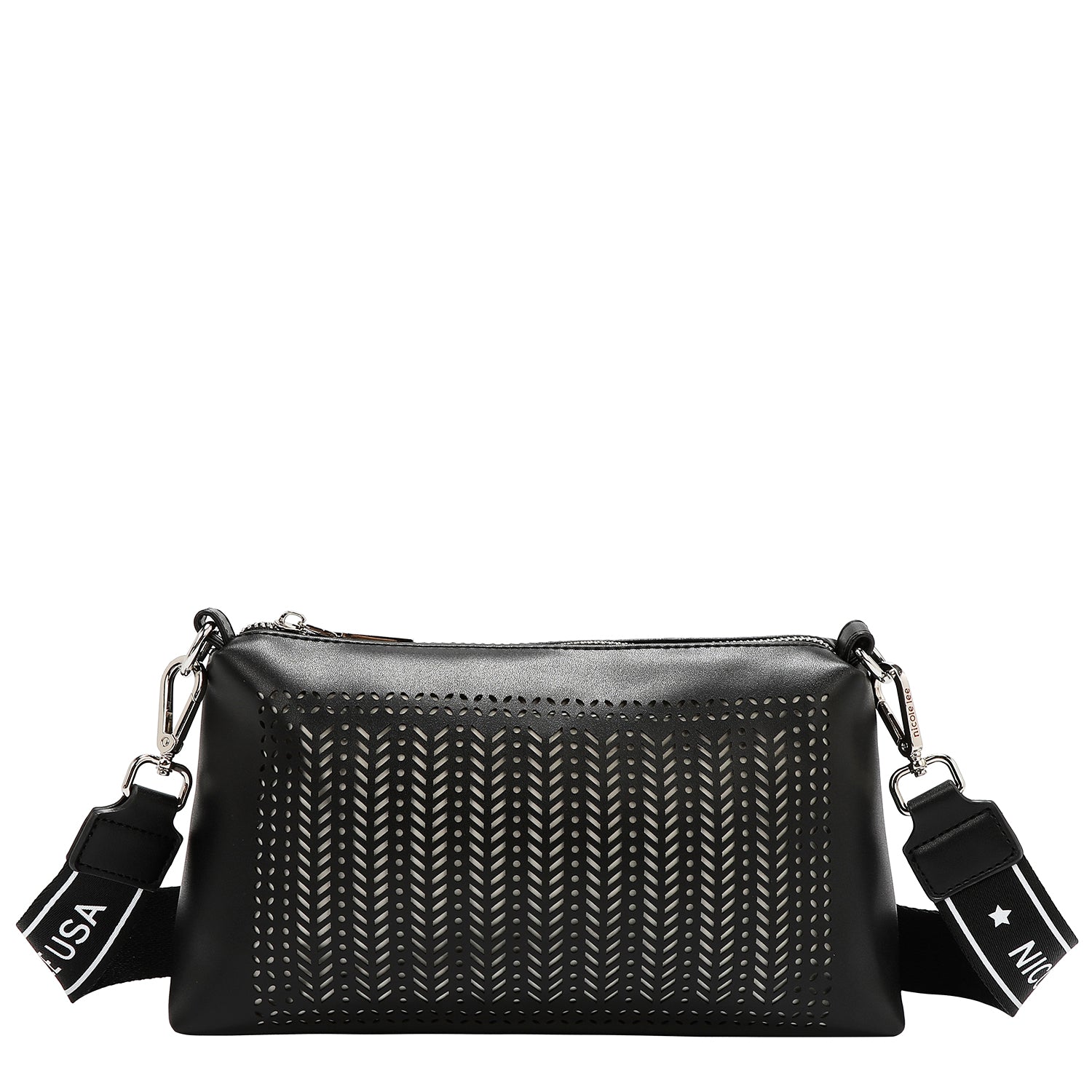 BOLSA DE DOS PIEZAS CON RECORTE GEOMÉTRICO (NEGRO)