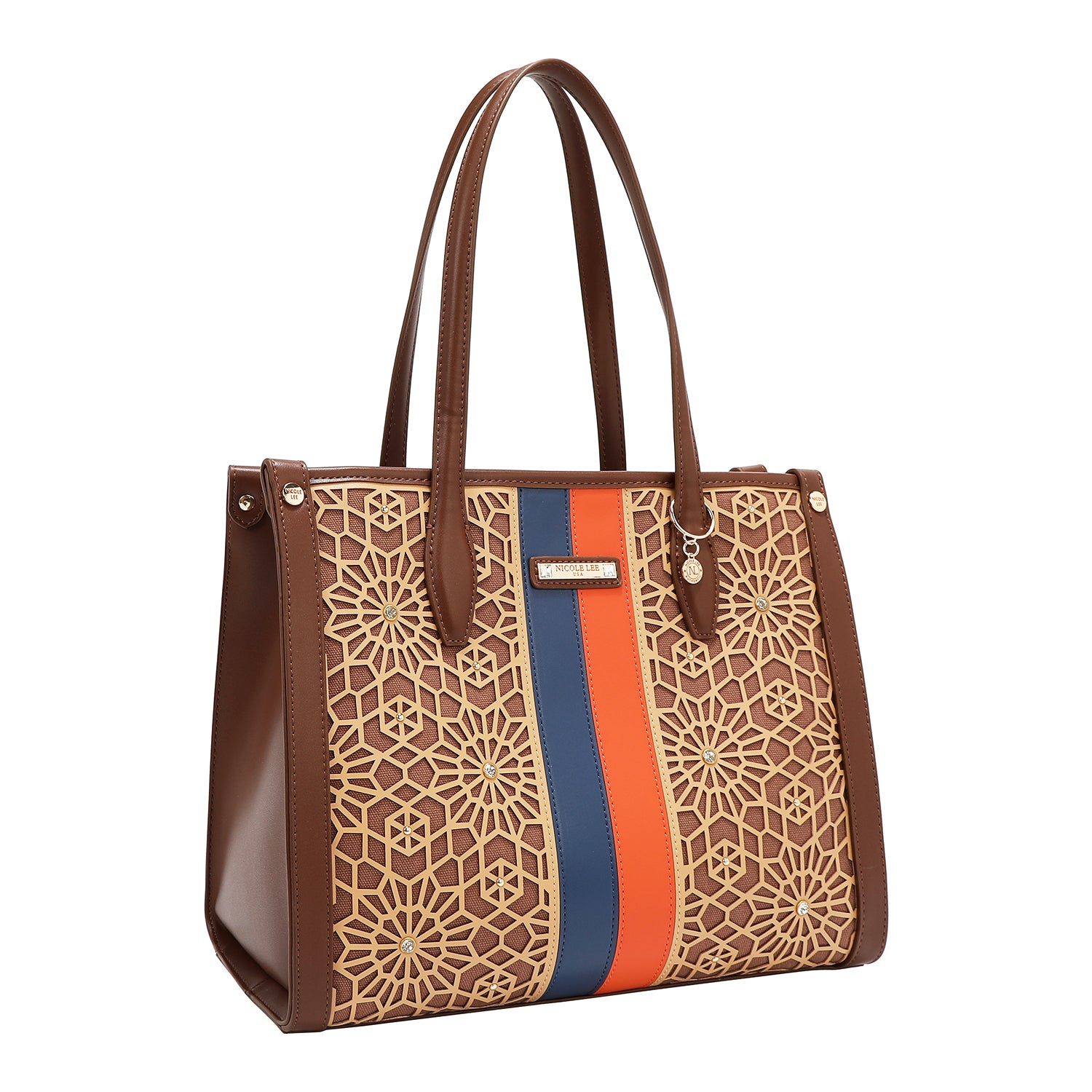 BOLSO DE TOTE GEOMÉTRICO CORTADO CON LÁSER (MARRON)