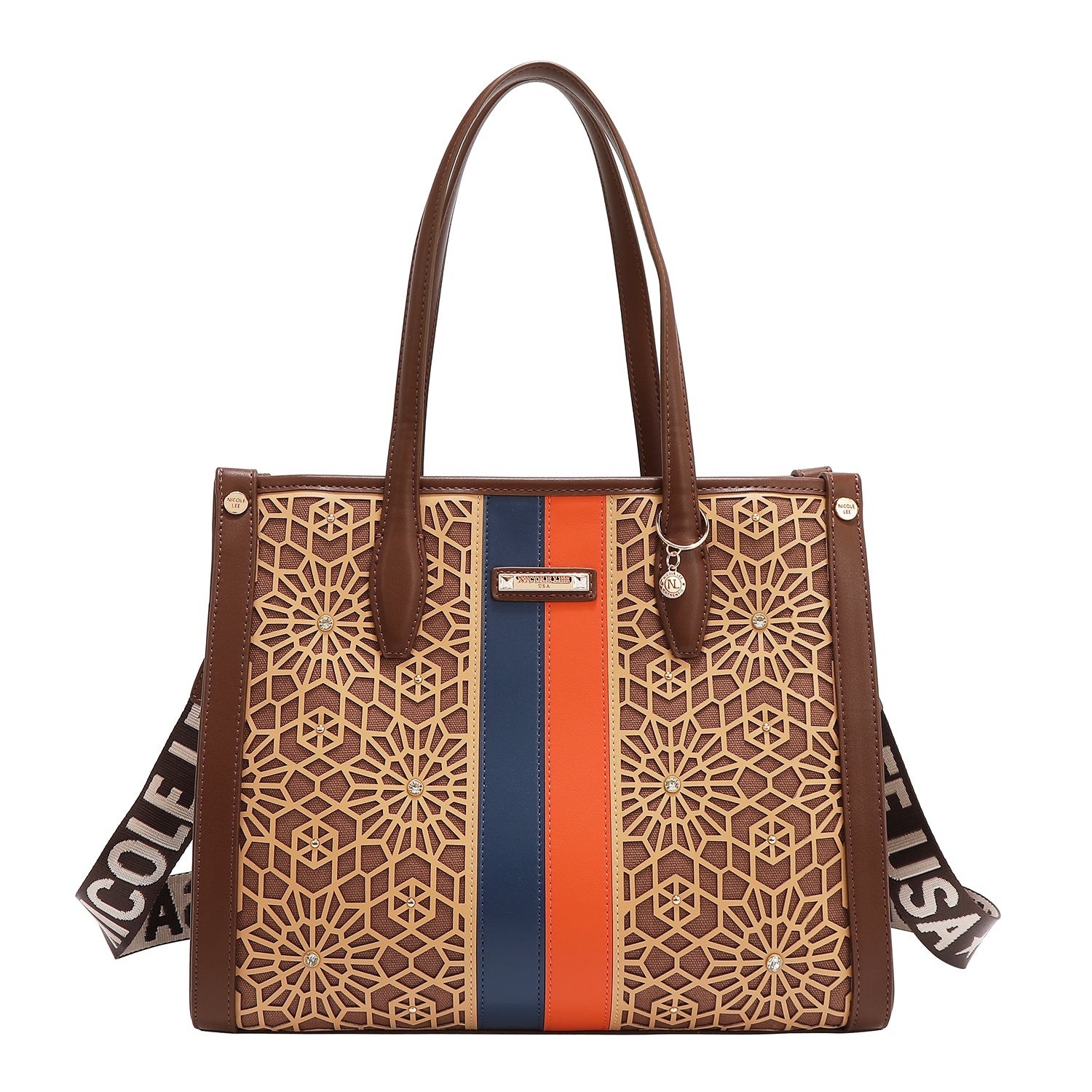 BOLSO DE TOTE GEOMÉTRICO CORTADO CON LÁSER (MARRON)