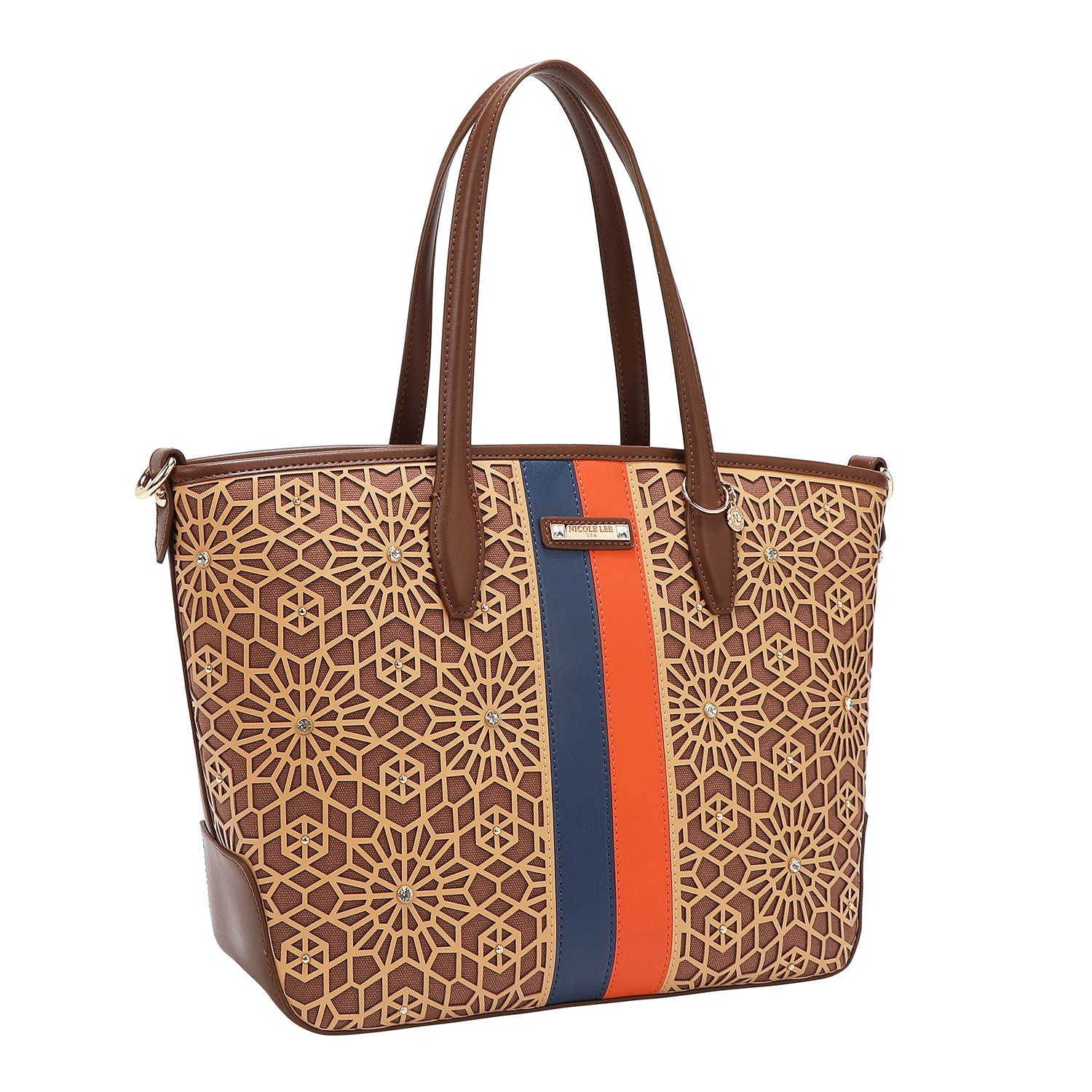 SHOPPER GÉOMÉTRIQUE DÉCOUPÉ AU LASER (MARRON)