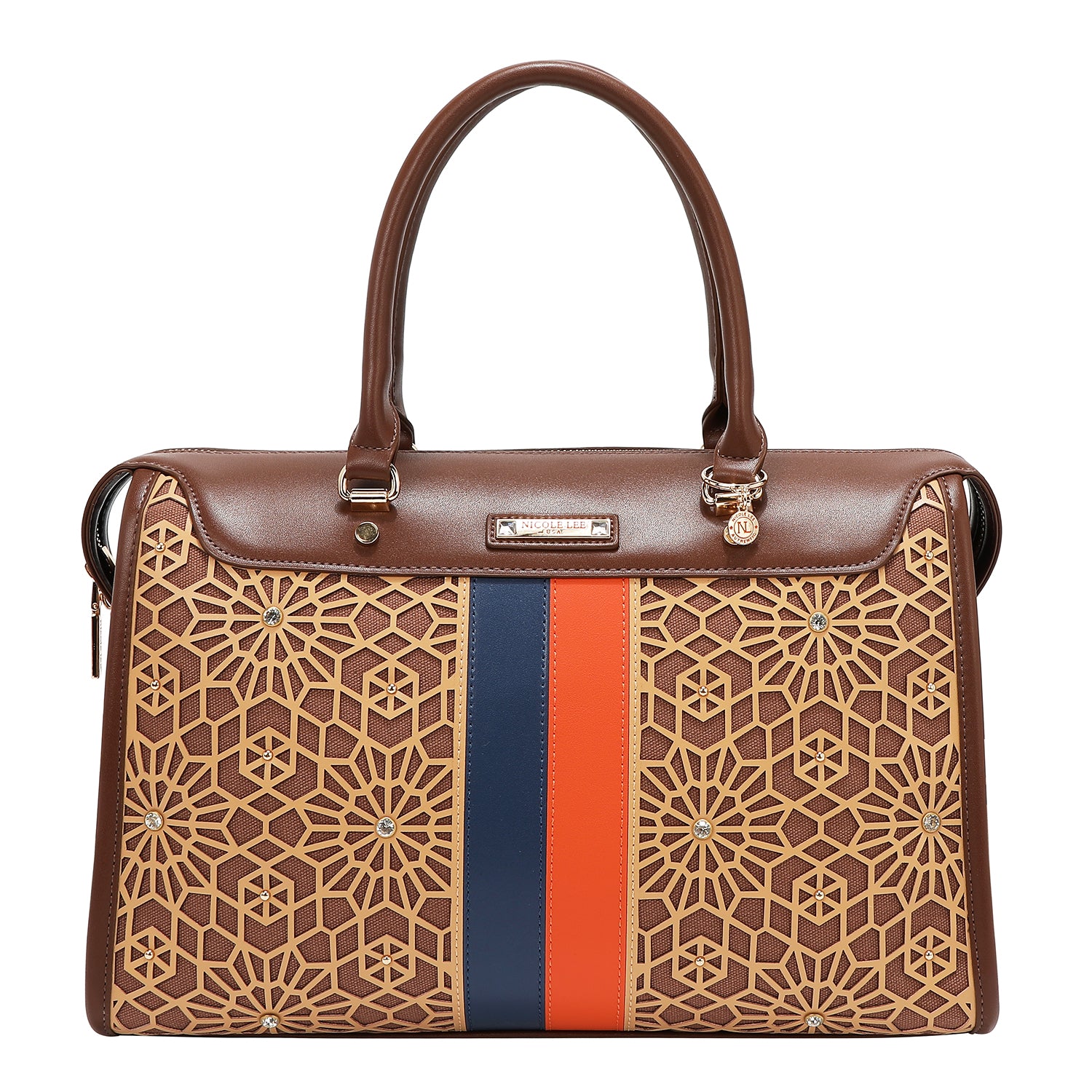 BOLSO BOSTON CON CORTE LÁSER GEOMÉTRICO (MARRON)