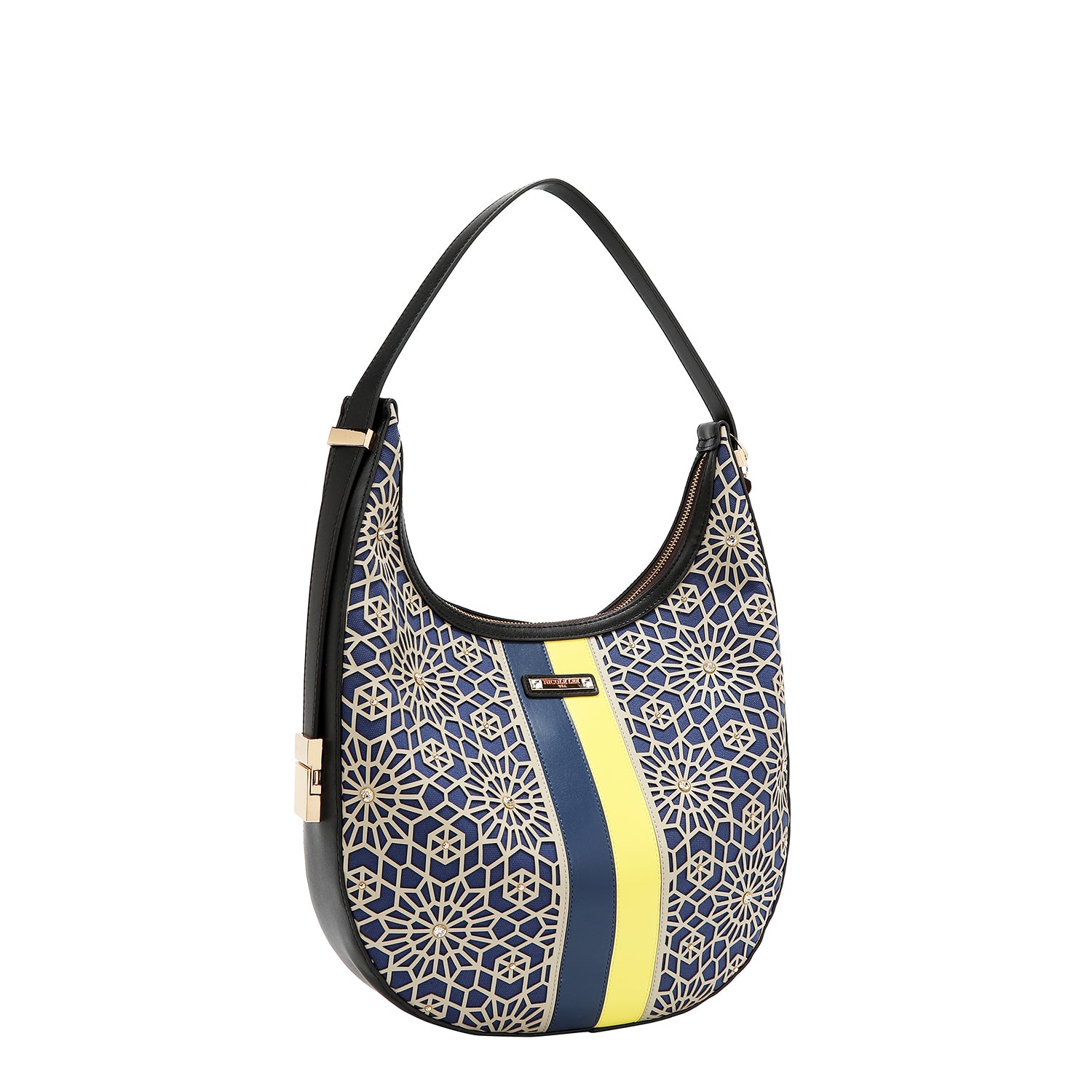 BOLSO HOBO GEOMÉTRICO CORTADO CON LÁSER (NEGRO)