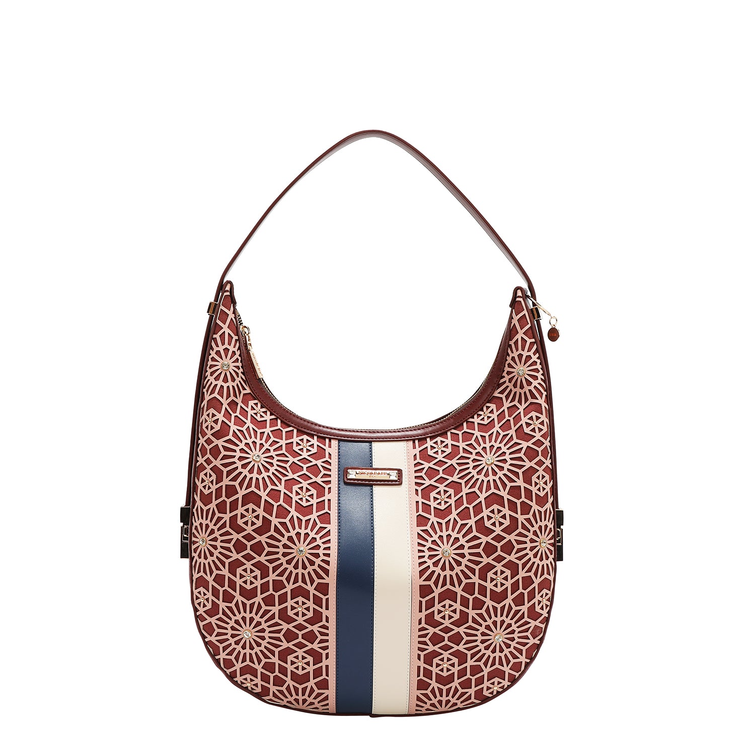 BOLSO HOBO GEOMÉTRICO CORTADO CON LÁSER (VINO)