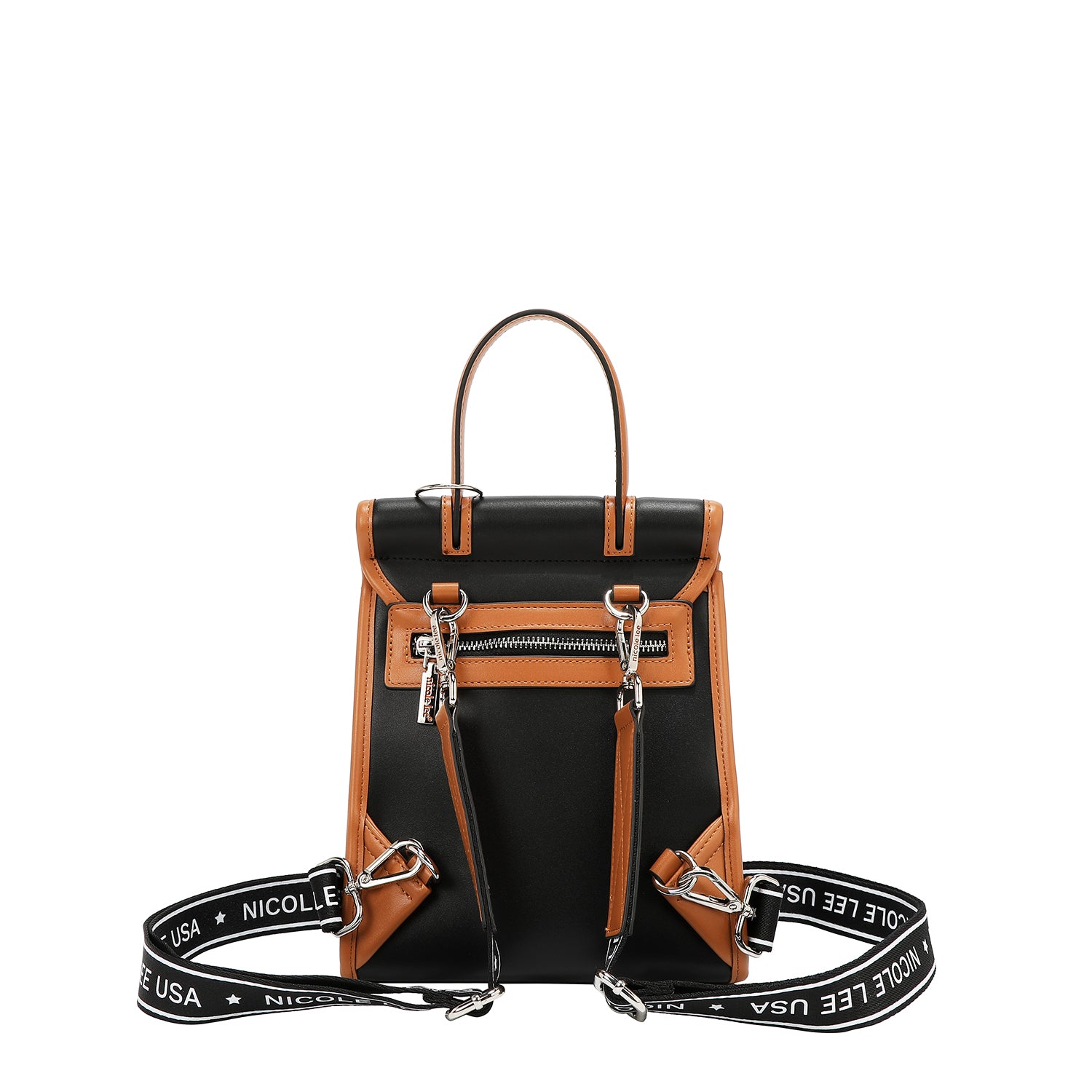 Sac à dos convertible avec coupe/sac géométrique avec poignée supérieure (noir)