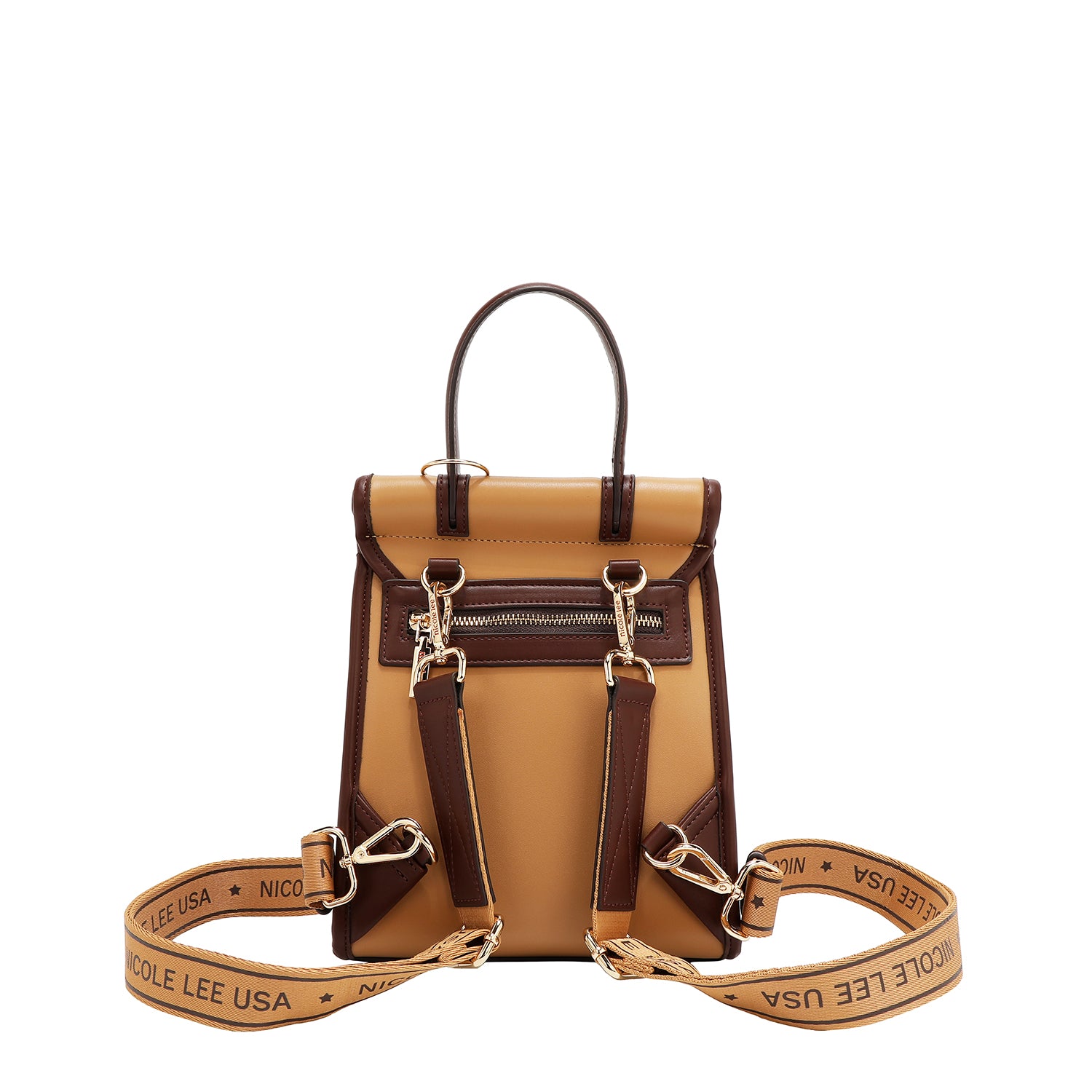 MOCHILA CONVERTIBLE CON RECORTE GEOMÉTRICO / BOLSO CON ASA SUPERIOR (ARENA)