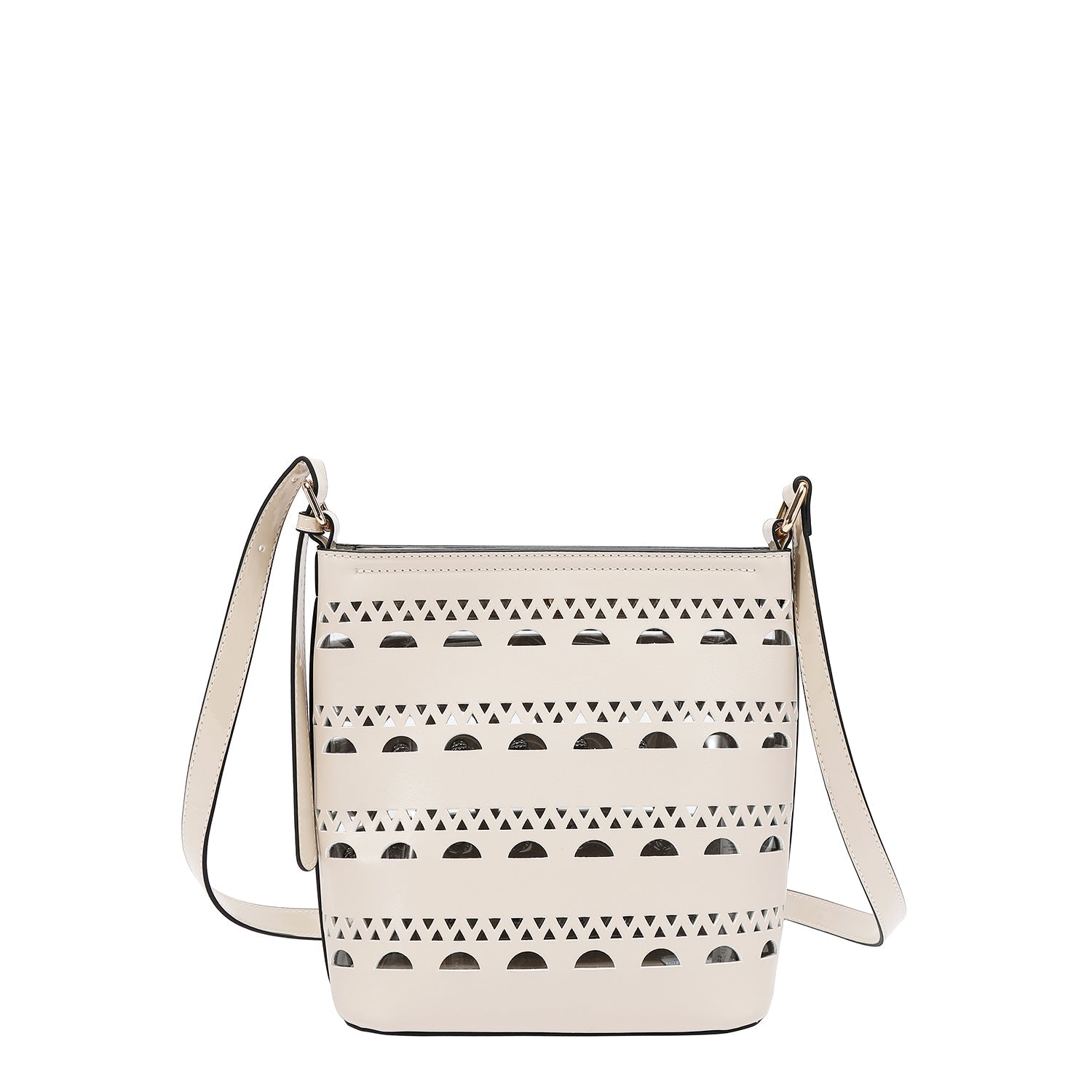 BOLSO BANDOLERA CON TACHUELAS PLATEADAS (BEIGE)