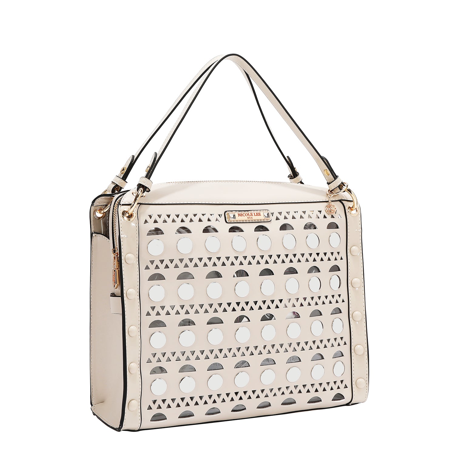 SAC À MAIN AVEC CLOUS ARGENTÉS (BEIGE)