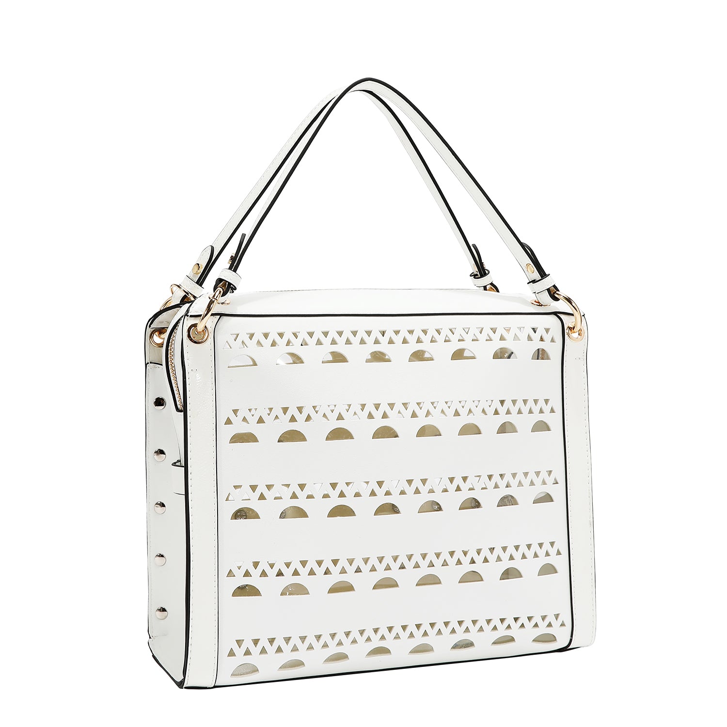 SAC À MAIN AVEC CLOUS ARGENTÉS (BLANC)