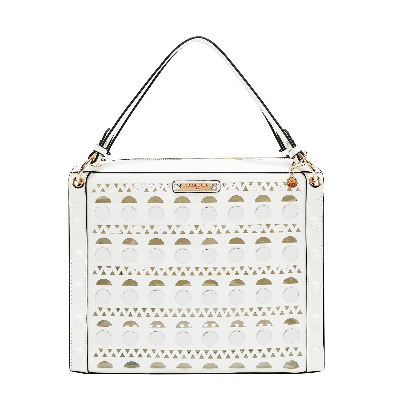 SAC À MAIN AVEC CLOUS ARGENTÉS (BLANC)