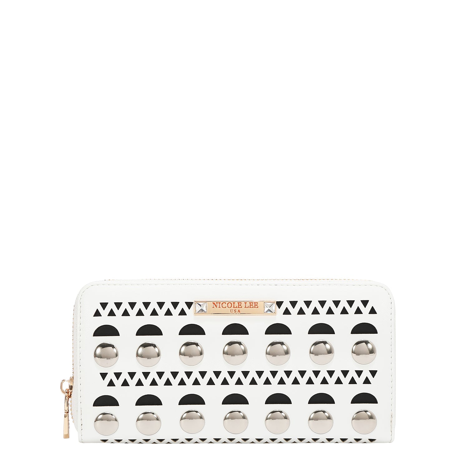 PORTEFEUILLE AVEC CLOUS ARGENTÉS (BLANC)