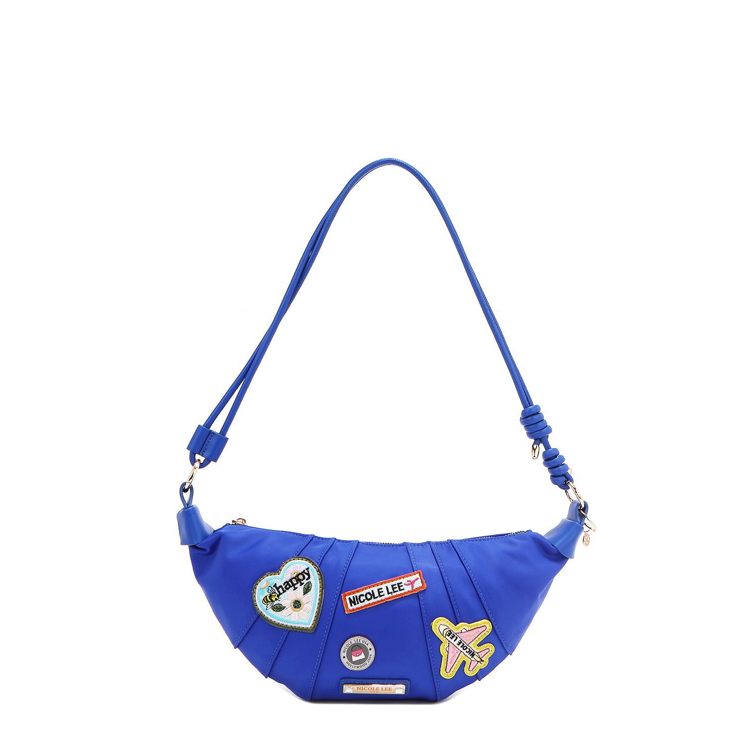 BOLSO CROISSANT CON PARCHES DE COLORES (AZUL)