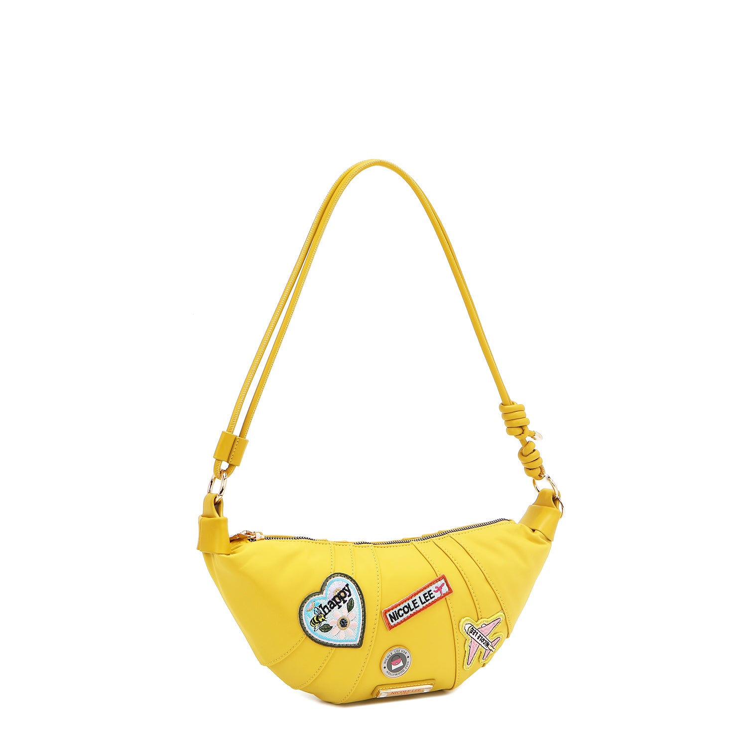 SAC CROISSANT AVEC PATCHS COLORÉS (JAUNE)