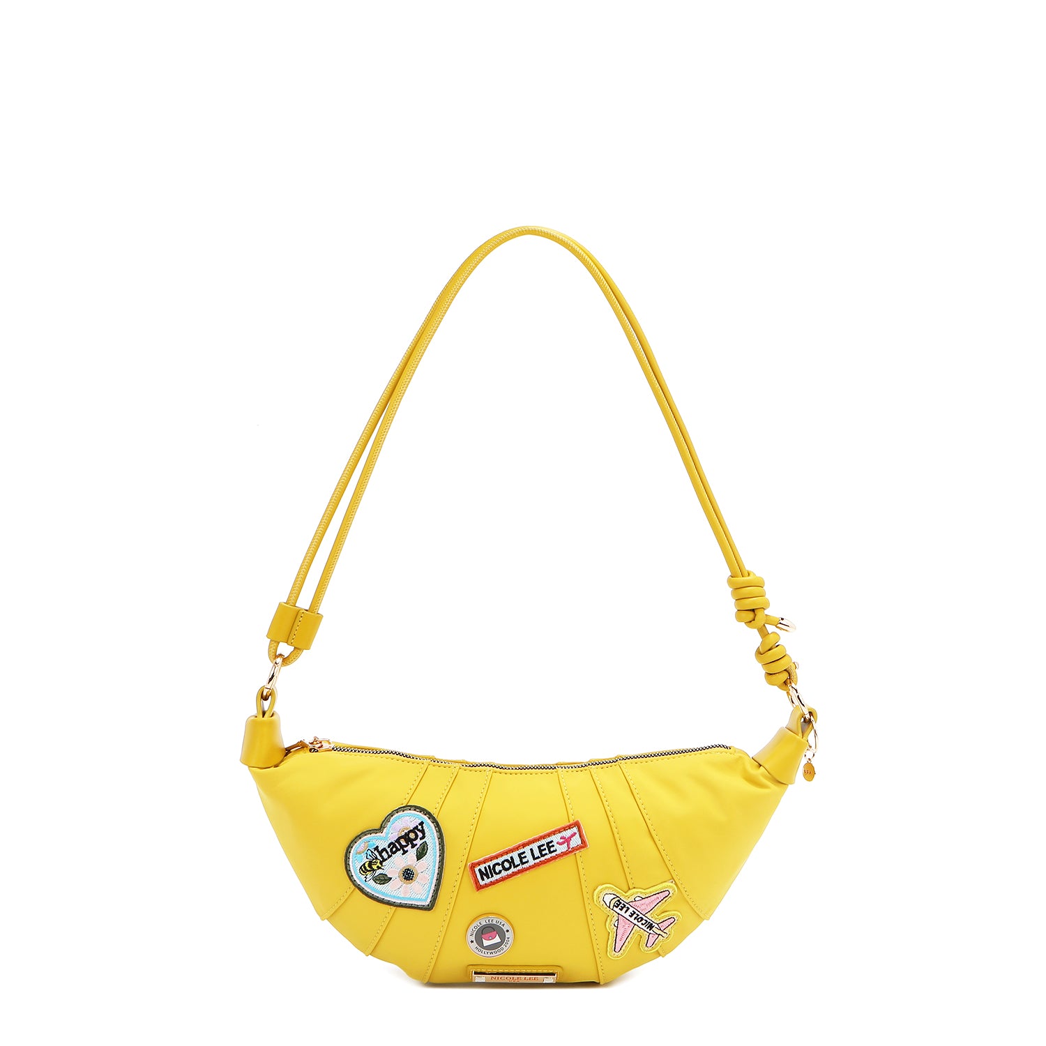 BOLSO CROISSANT CON PARCHES DE COLORES (AMARILLO)