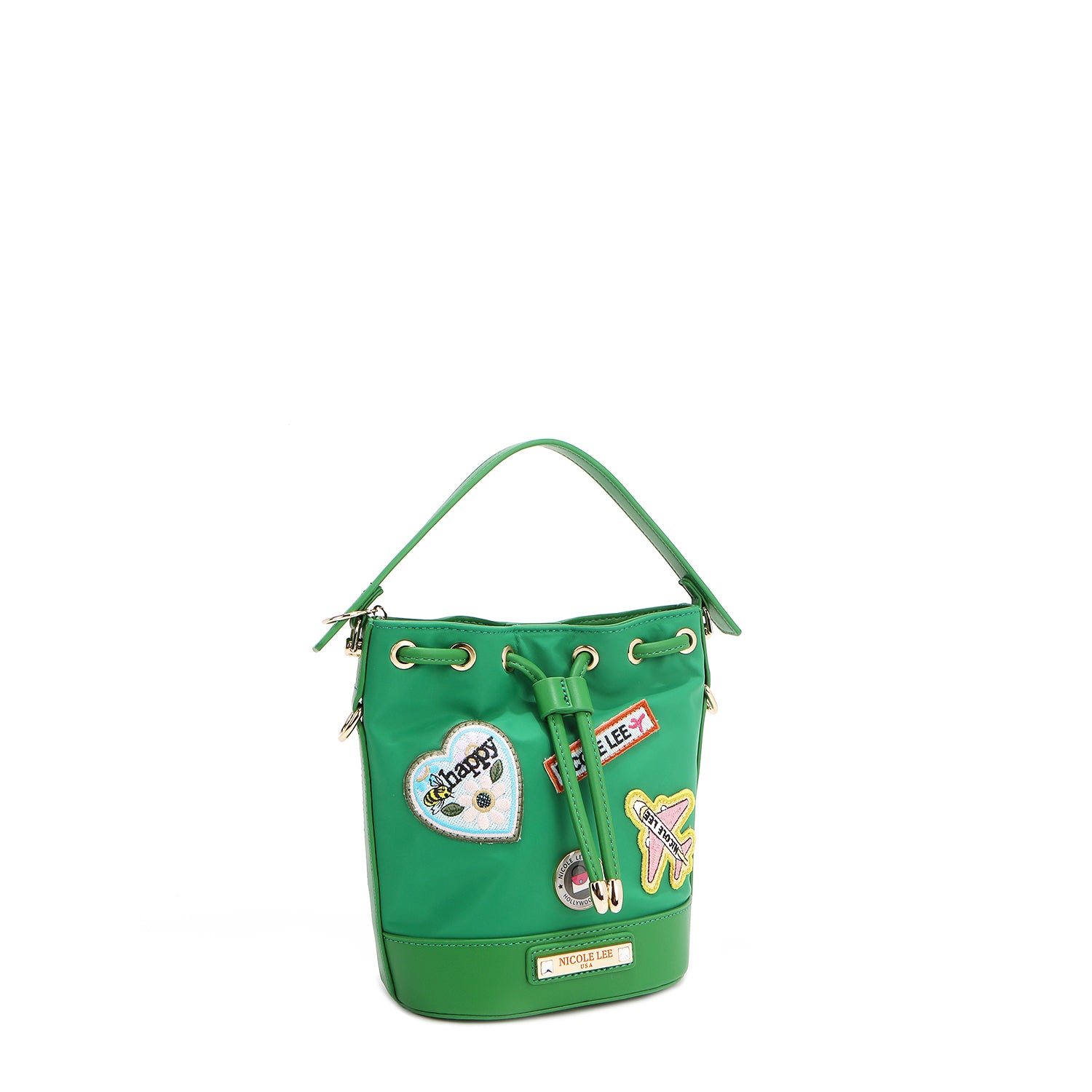 BOLSO CUBO CON PARCHES DE COLORES (VERDE)
