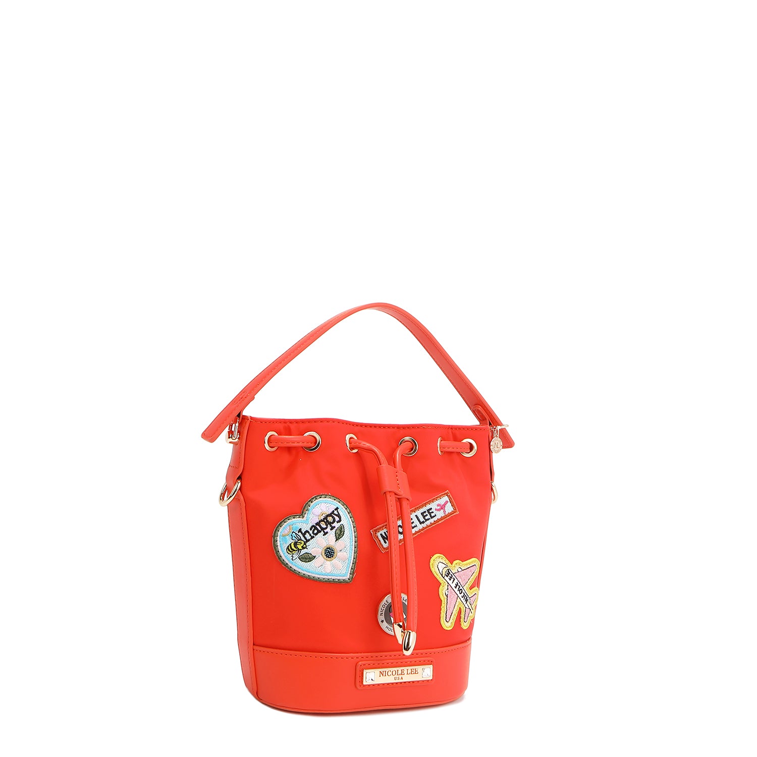 BOLSO CUBO CON PARCHES DE COLORES (Naranja)