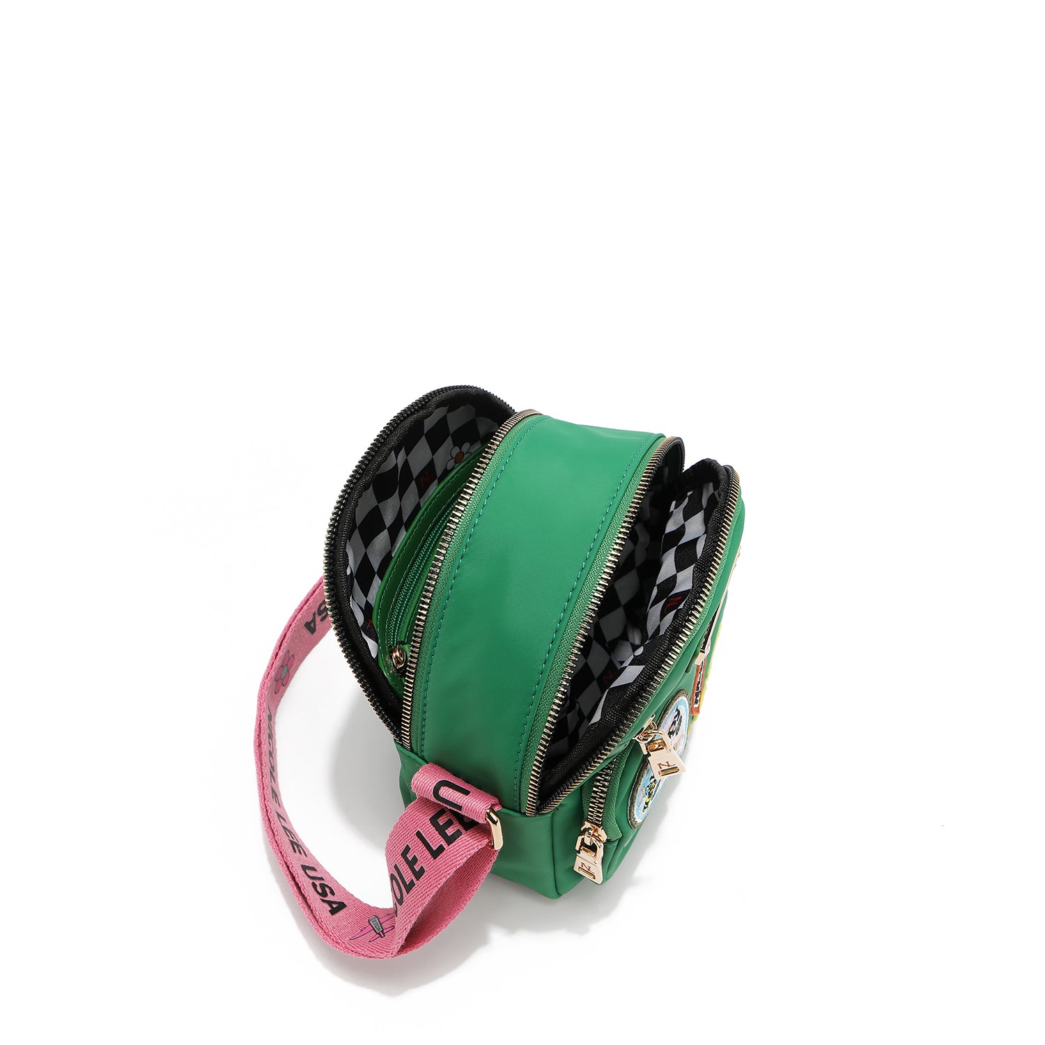 BOLSO CRUZADO CON PARCHES DE COLORES (VERDE)