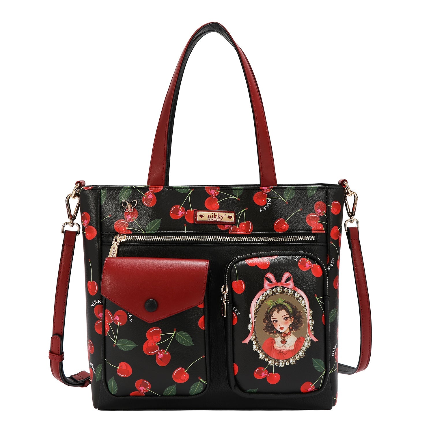 HANDBAG NK13115 (CHERRY LIPS-BLACK)