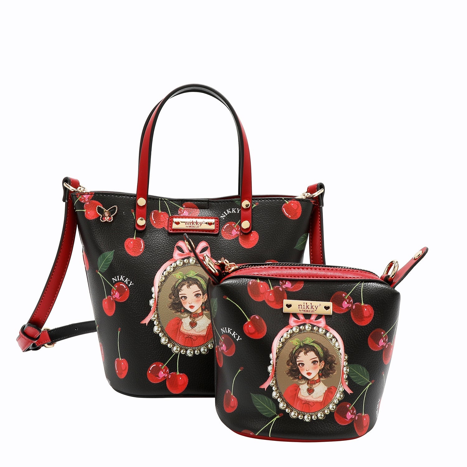 BOLSA DE CUBO PEQUEÑA DE 2 PIEZAS (CHERRY LIPS-BLACK)