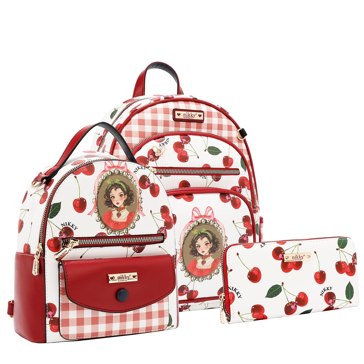 ENSEMBLE 3 PIÈCES (SAC À DOS, PETIT SAC À DOS ET PORTEFEUILLE) (<tc>CHERRY LIPS</tc>-BLANC)