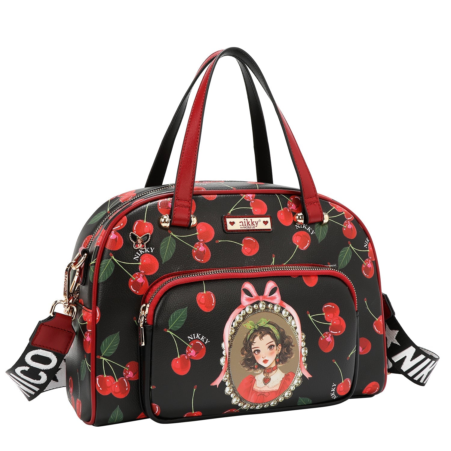 ENSEMBLE 3 PIÈCES (SAC À MAIN, SAC À BANDOULIÈRE, PORTEFEUILLE) (<tc>CHERRY LIPS</tc>-NOIR)