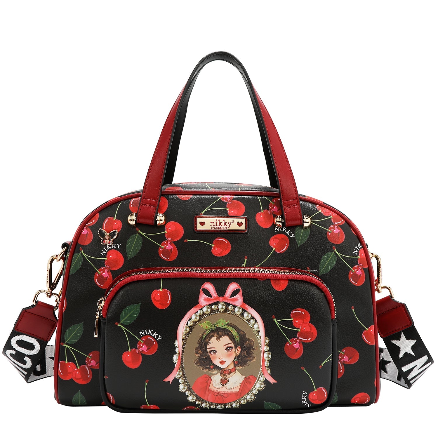 ENSEMBLE 3 PIÈCES (SAC À MAIN, SAC À BANDOULIÈRE, PORTEFEUILLE) (<tc>CHERRY LIPS</tc>-NOIR)