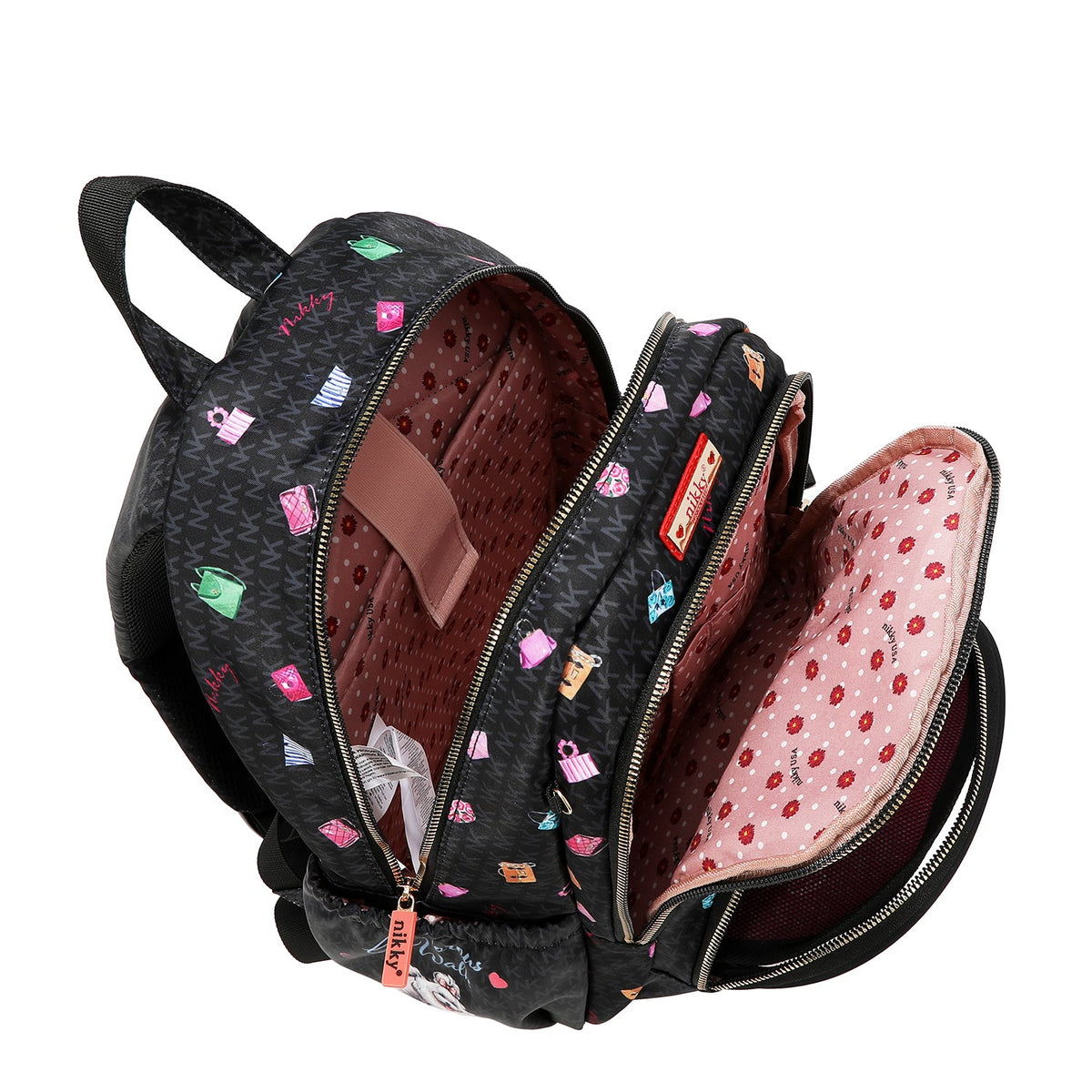 MEDIUM BACKPACK WITH BOW (GLAMOROUS WALK - BLACK)