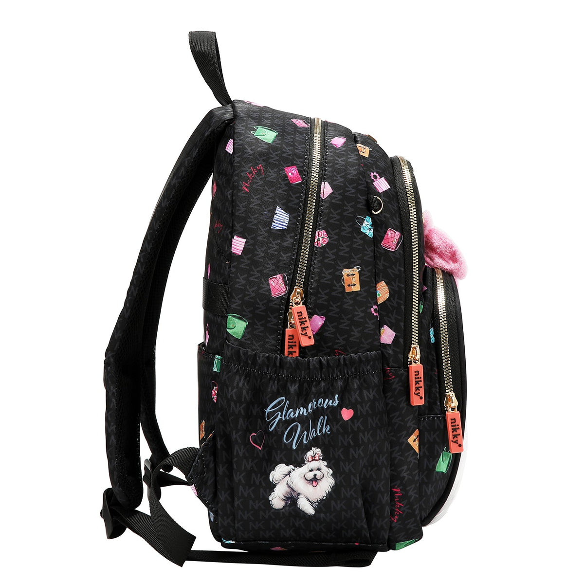 MEDIUM BACKPACK WITH BOW (GLAMOROUS WALK - BLACK)