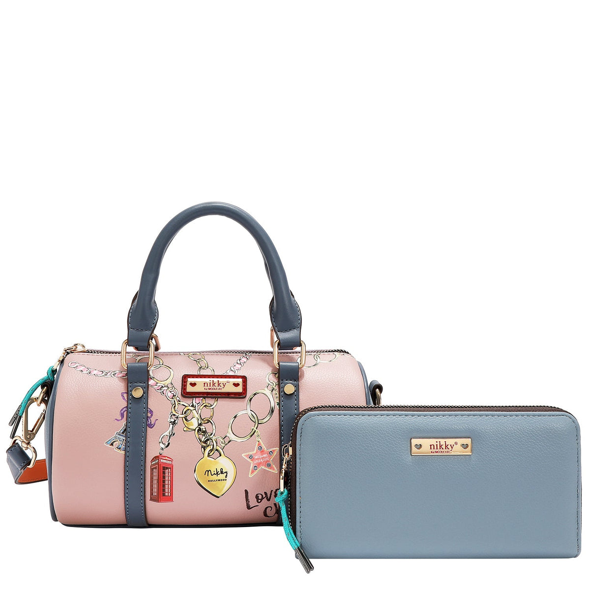 CONJUNTO DE 3 PIEZAS (BOLSO, BANDOLERA, CARTERA) (LOVE CHAIN)