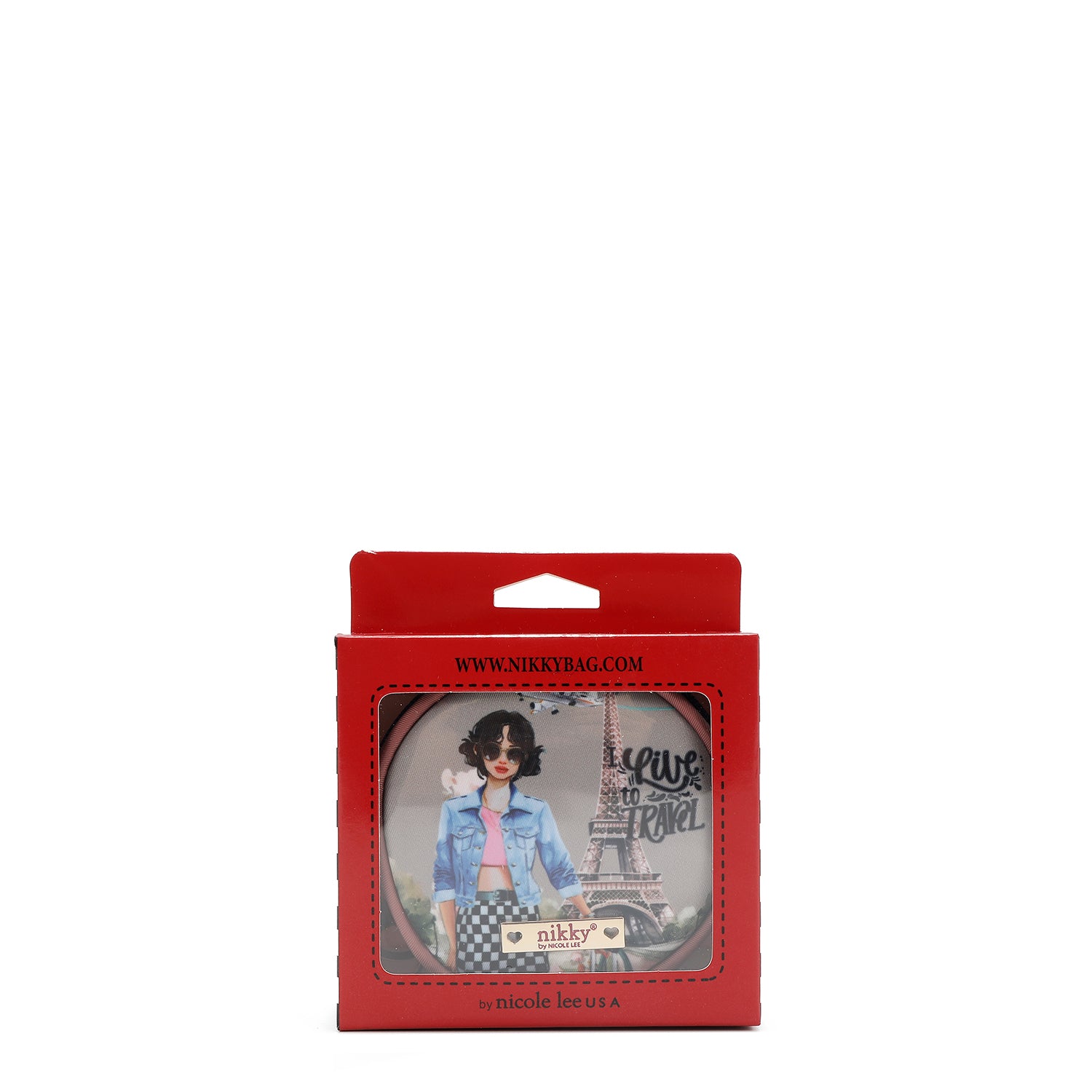 LLAVERO CON MONEDERO REDONDO (I LIVE TO TRAVEL)