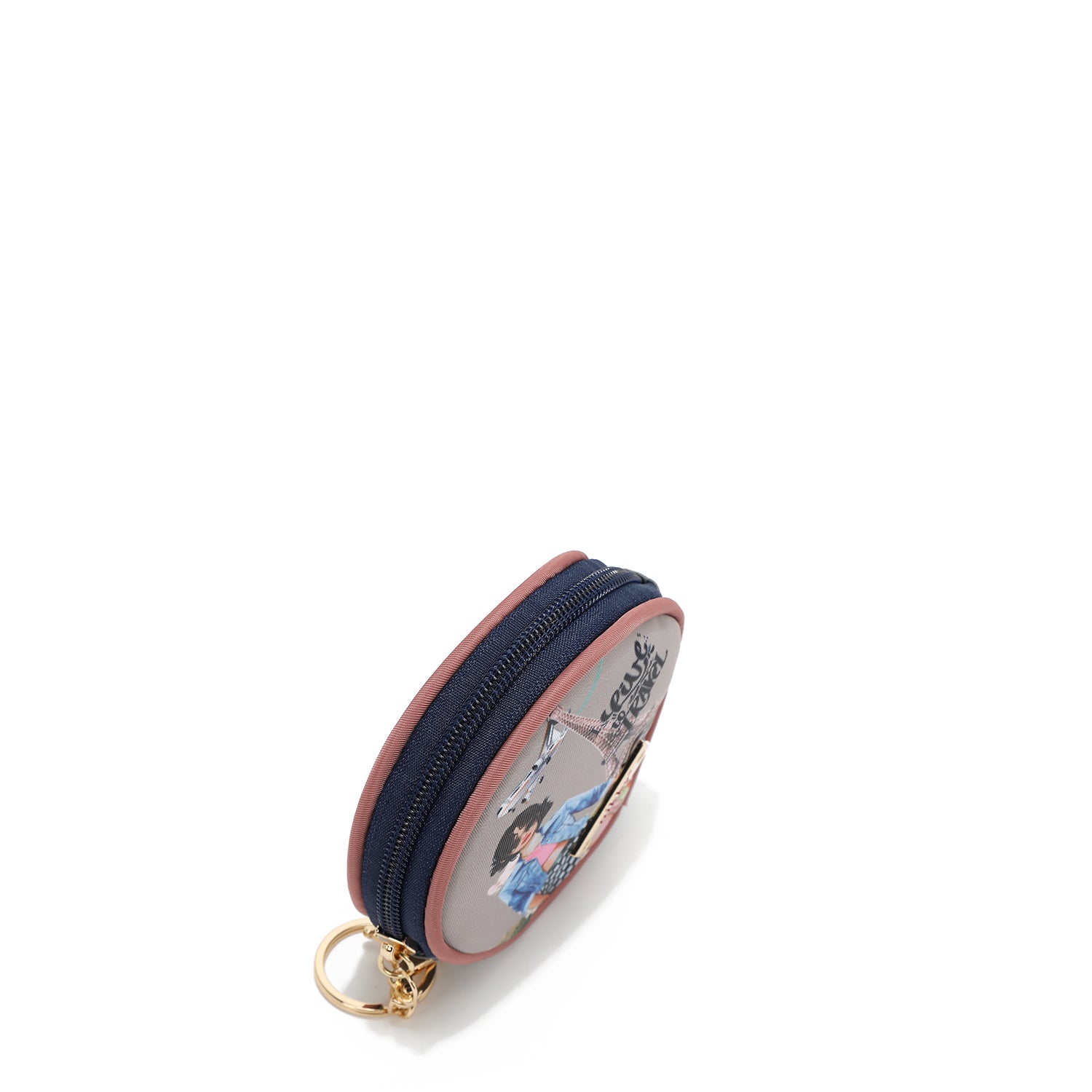 LLAVERO CON MONEDERO REDONDO (I LIVE TO TRAVEL)