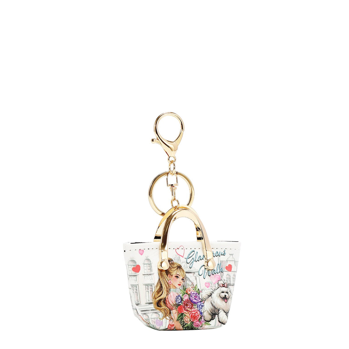PORTACHIAVI BORSA A FORMA DI BORSA (GLAMOROUS WALK-WHITE)
