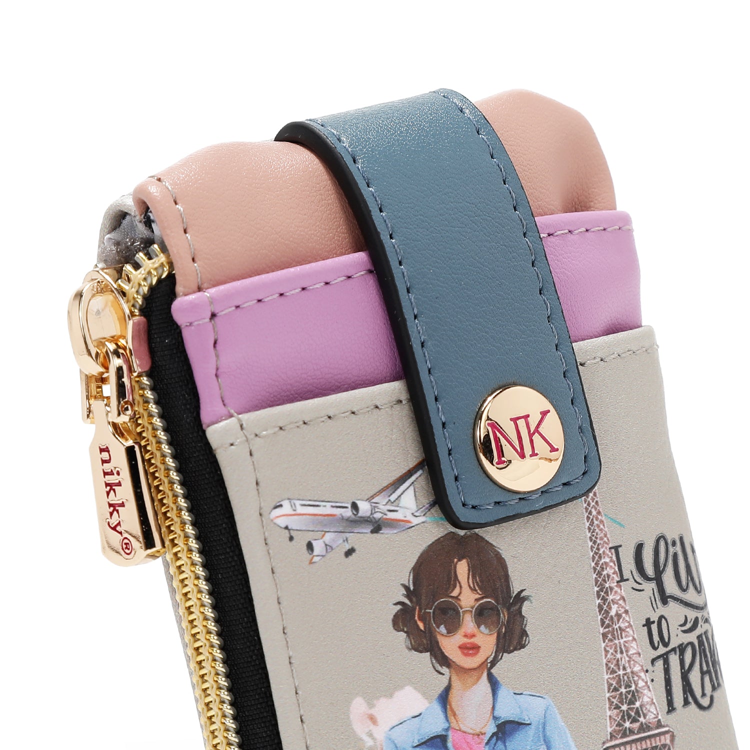 MINI PORTA TARJETAS CON CIERRE (I LIVE TO TRAVEL)