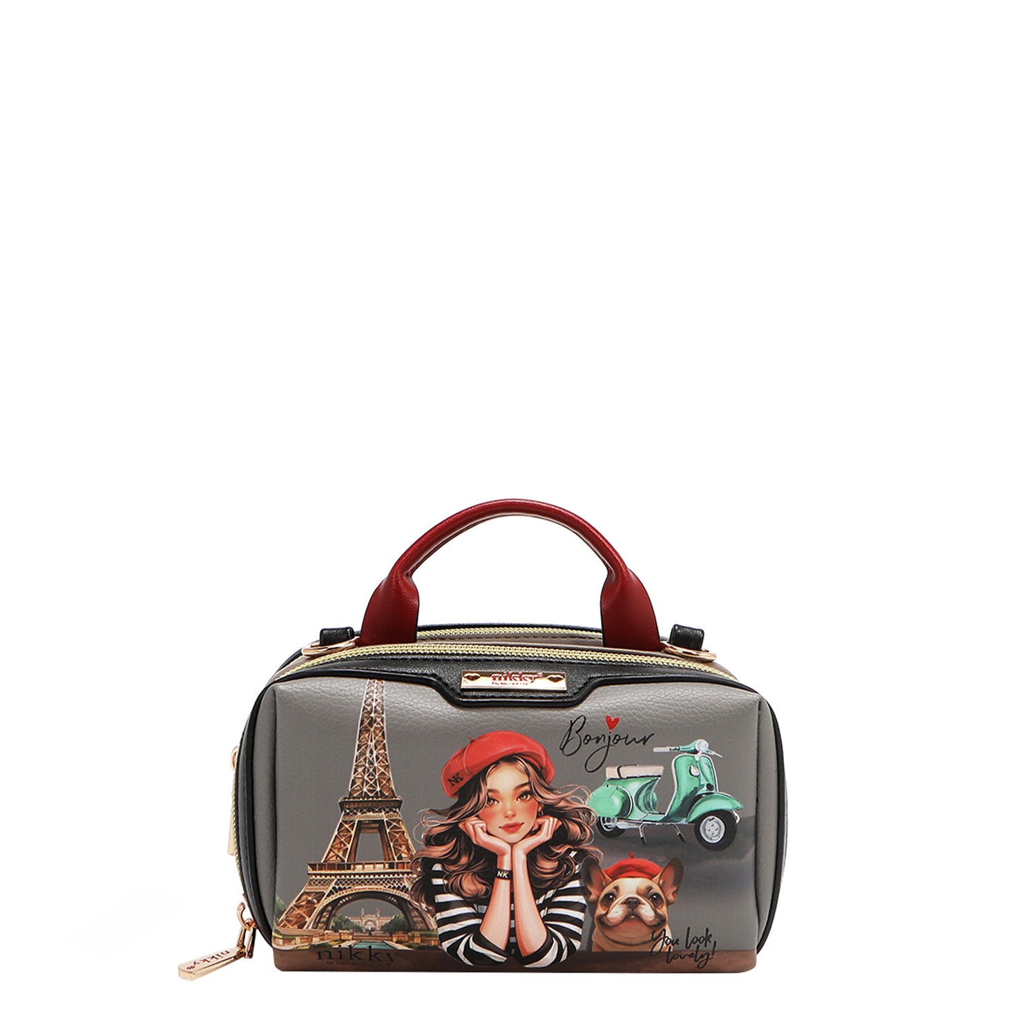 MINI BOLSO CRUZADO BOSTON CON DOBLE CREMALLERA (EIFFEL DREAMS)